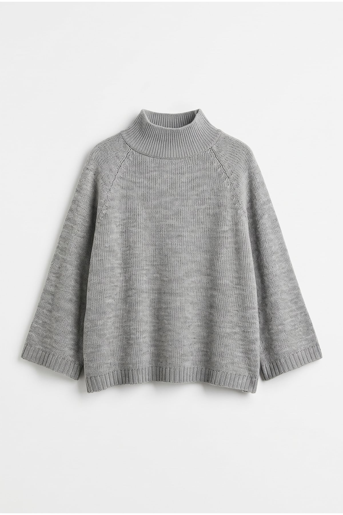 Dik Yaka Oversize Kazak T2607 - GRİ | zenne.com 