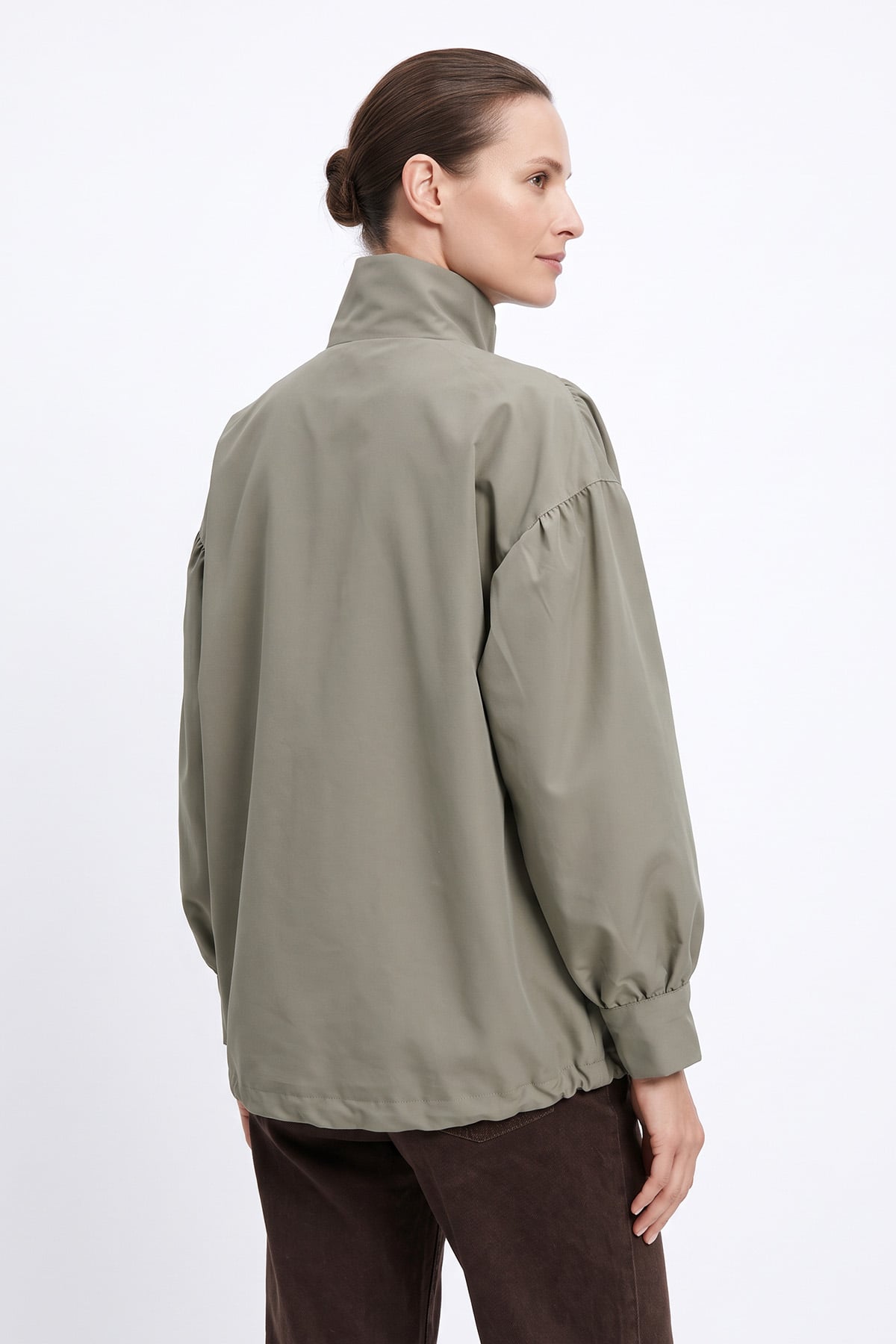 Dik Yaka Trençkot 202708 - HAKİ | zenne.com 