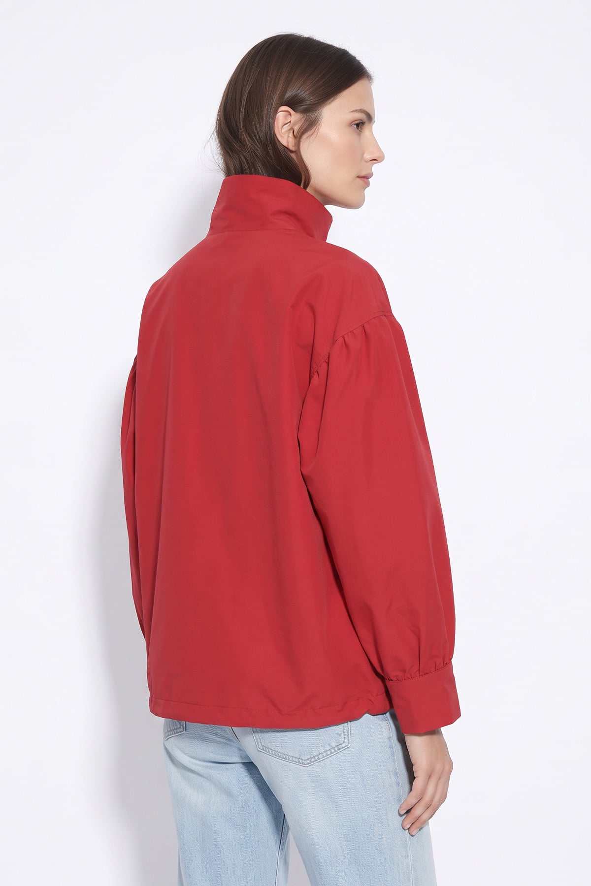 Dik Yaka Trençkot 202708 - KIRMIZI | zenne.com 