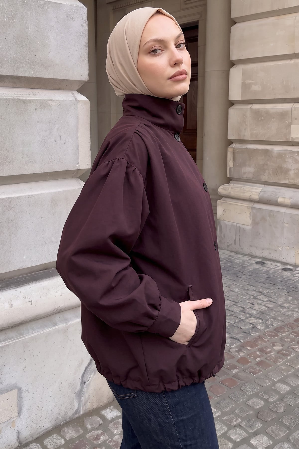 Dik Yaka Trençkot 202708 - MÜRDÜM | zenne.com 