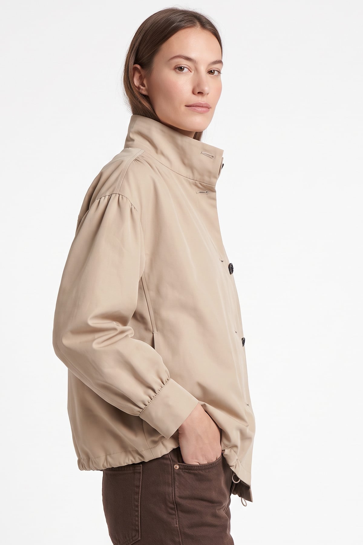 Dik Yaka Trençkot 202708 - TAŞ | zenne.com 