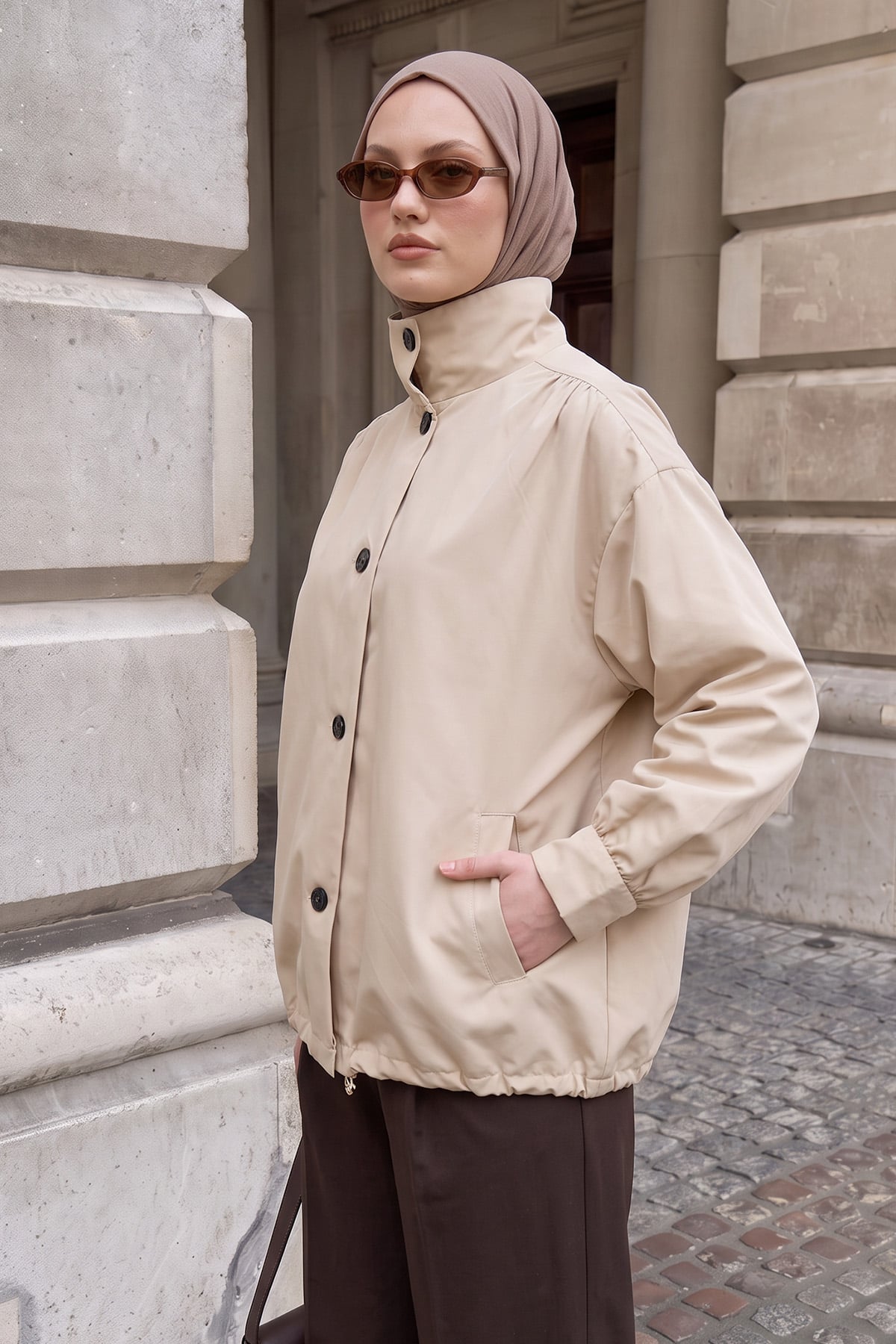 Dik Yaka Trençkot 202708 - TAŞ | zenne.com 