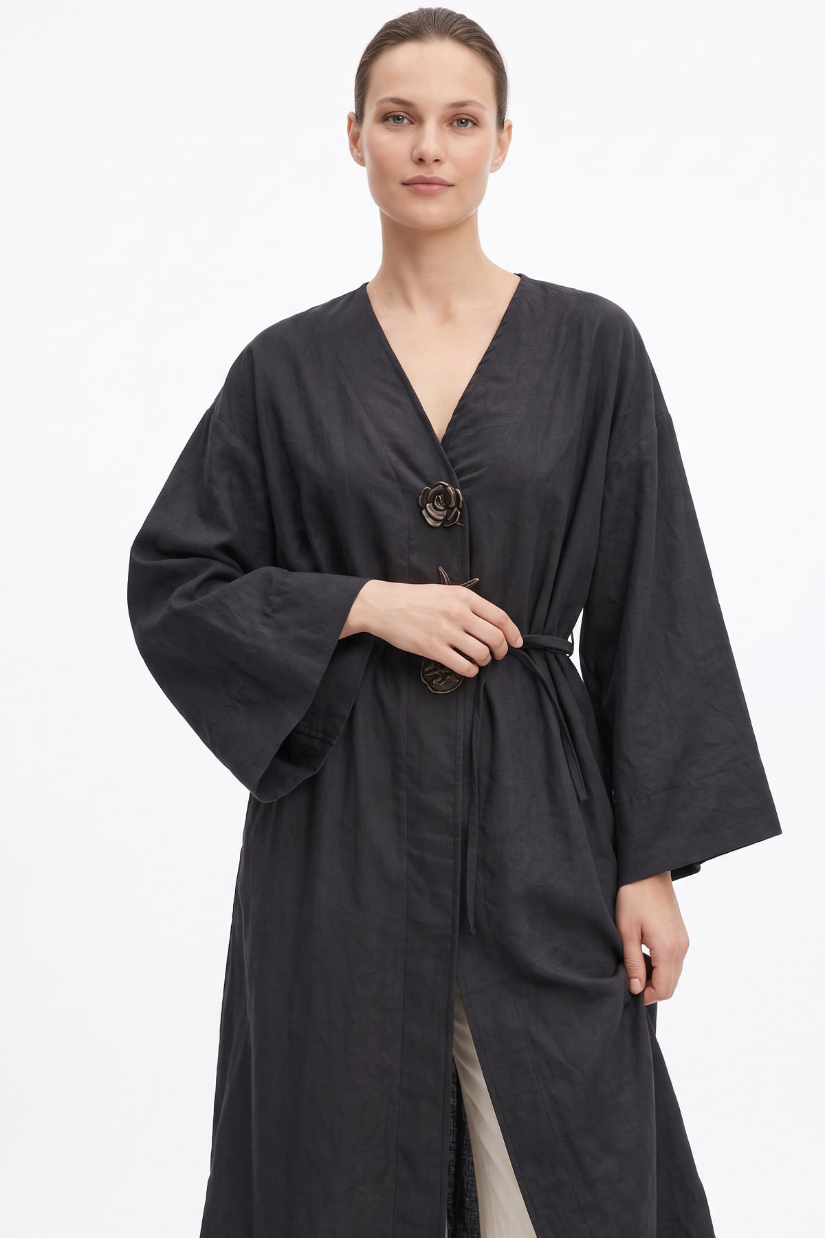Broş Detaylı Kap 9148 - SİYAH | zenne.com 