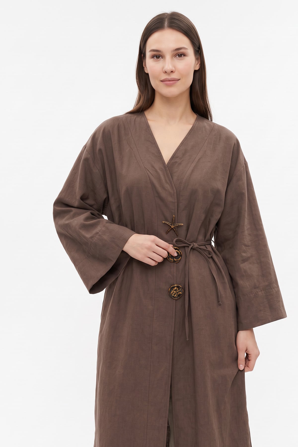 Broş Detaylı Kap 9148 - KAHVE | zenne.com 