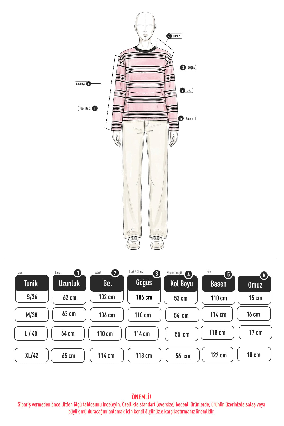 Bisiklet Yaka İnce Çizgili Tunik 27189 - LACİVERT | zenne.com 