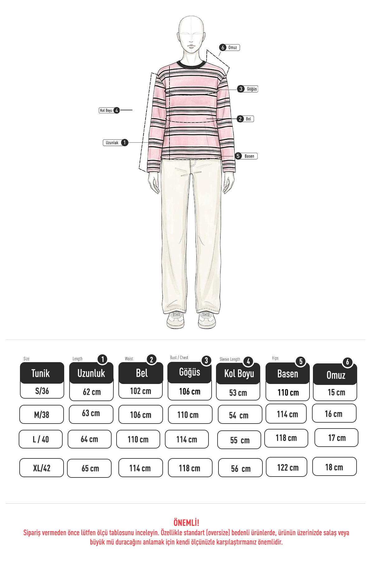 Bisiklet Yaka İnce Çizgili Tunik 27189 - KAHVE | zenne.com 