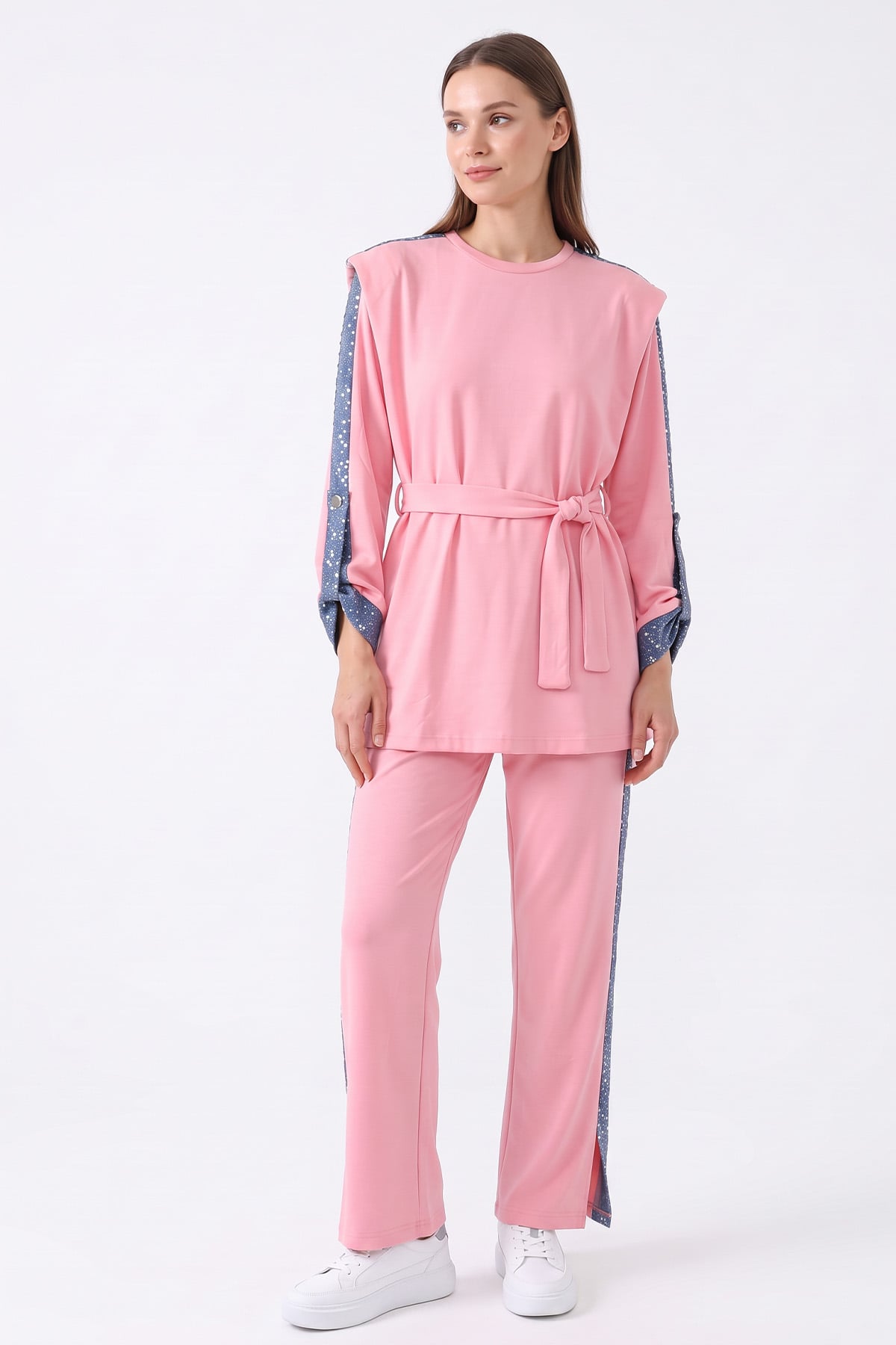 Vatkalı Kot Garnili Takım 46065 - PEMBE | zenne.com 