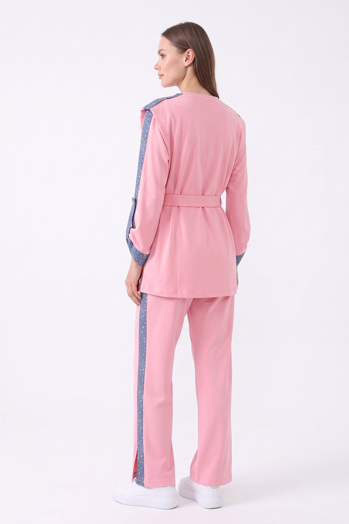Vatkalı Kot Garnili Takım 46065 - PEMBE | zenne.com 
