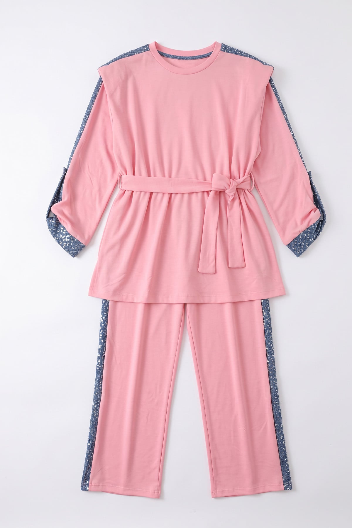 Vatkalı Kot Garnili Takım 46065 - PEMBE | zenne.com 