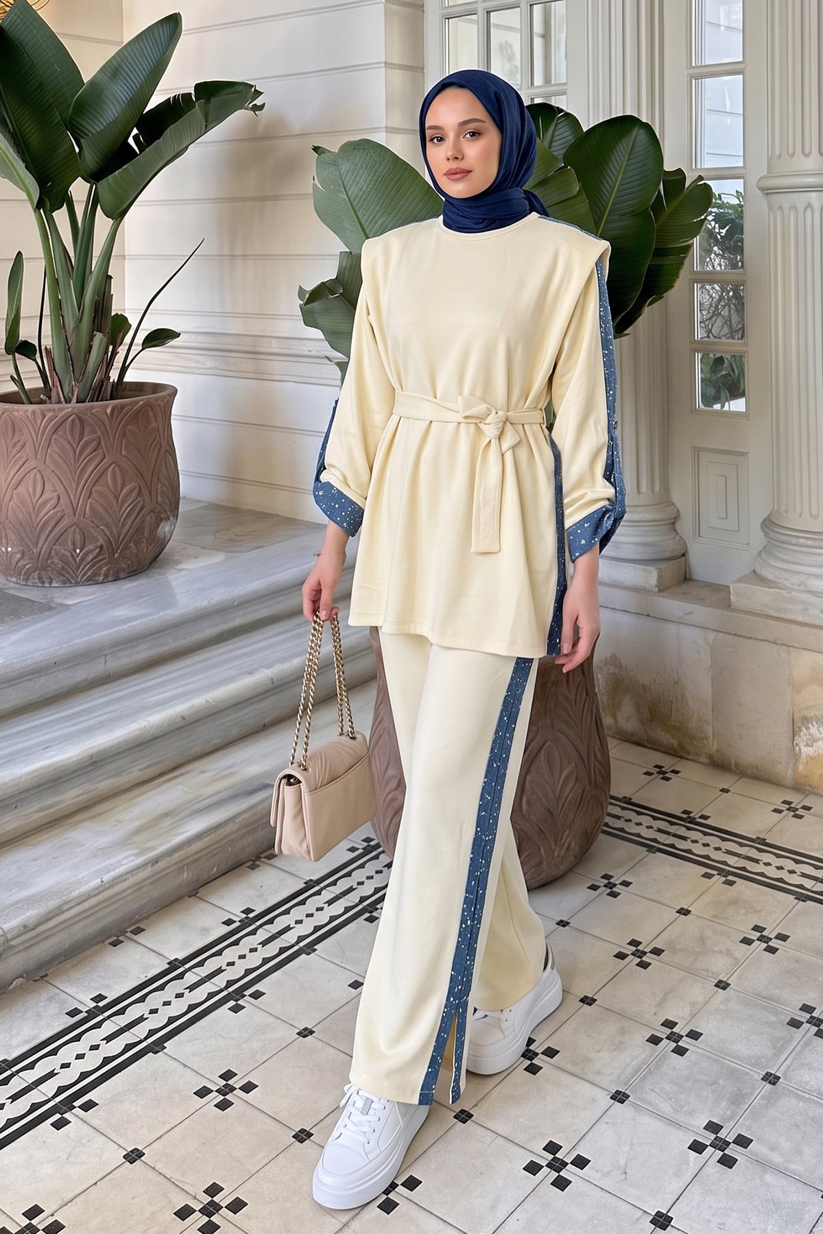 Vatkalı Kot Garnili Takım 46065 - SARI | zenne.com 