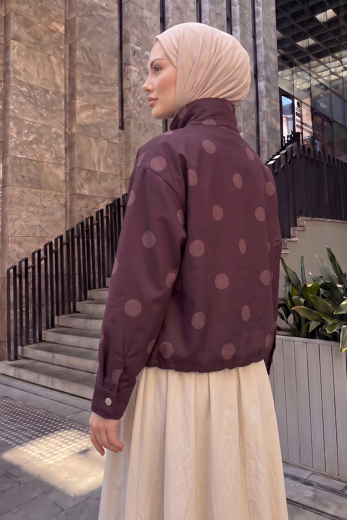 Puantiyeli Ceket 202710 - MÜRDÜM | zenne.com 