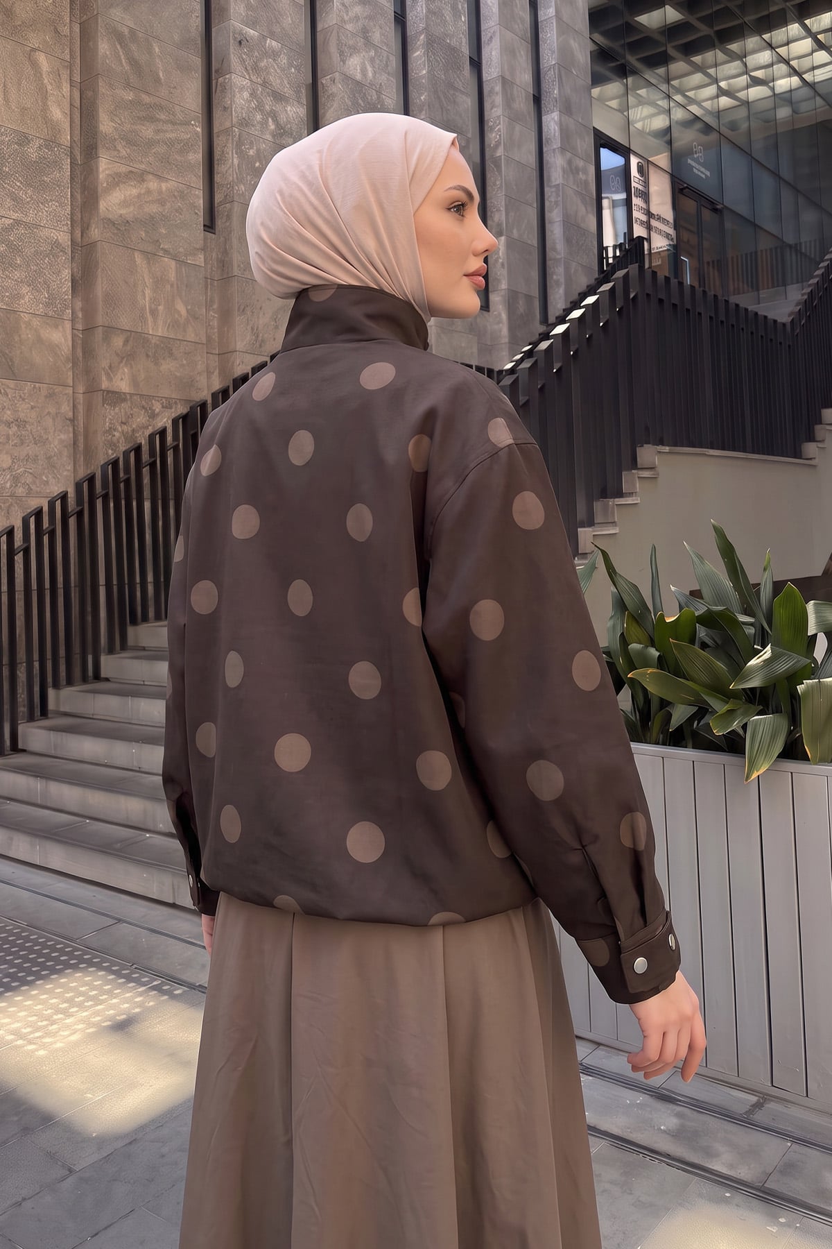 Puantiyeli Ceket 202710 - KAHVE | zenne.com 