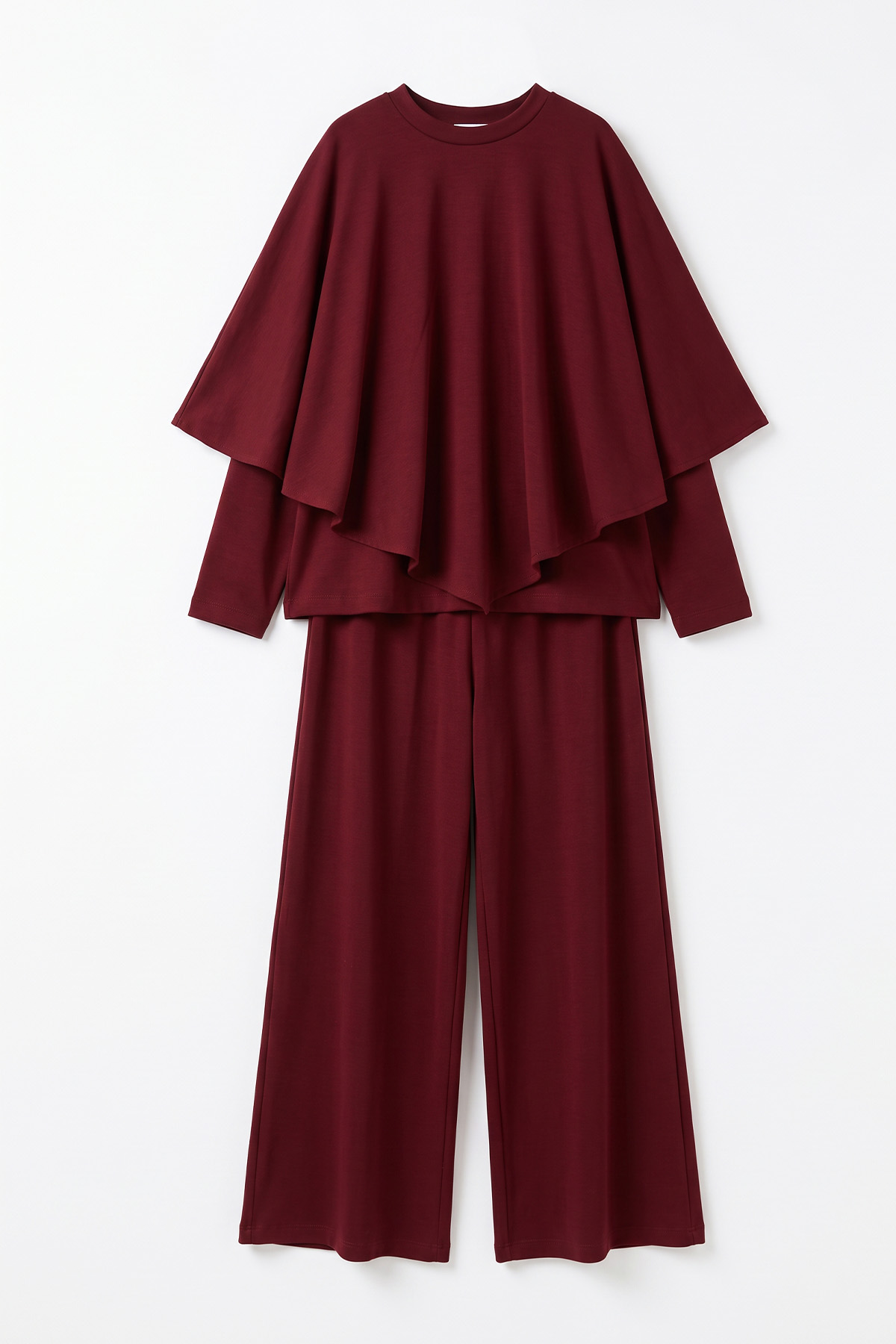 Pelerinli Asimetrik Takım 202715 - BORDO | zenne.com 