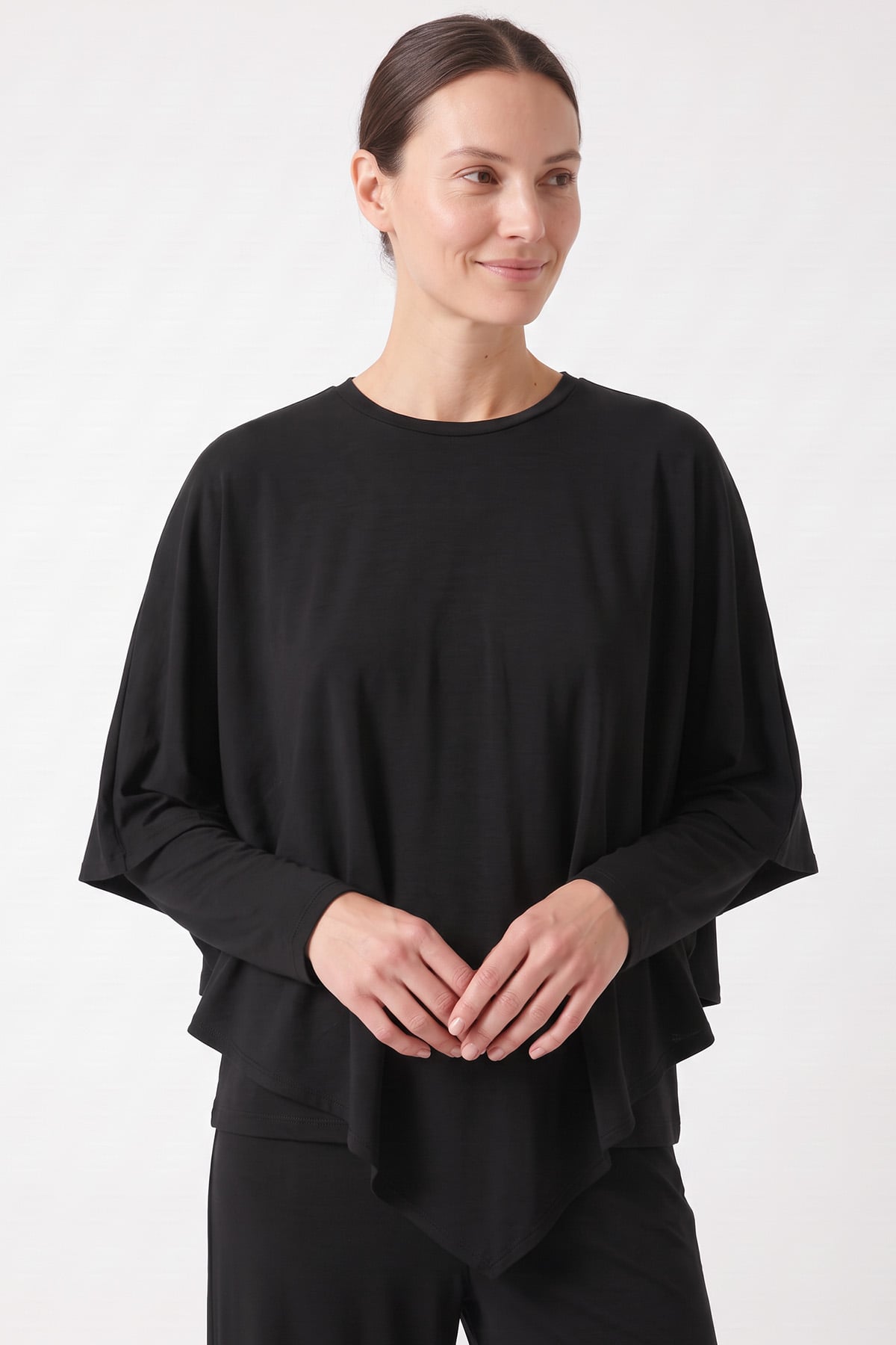 Pelerinli Asimetrik Takım 202715 - SİYAH | zenne.com 