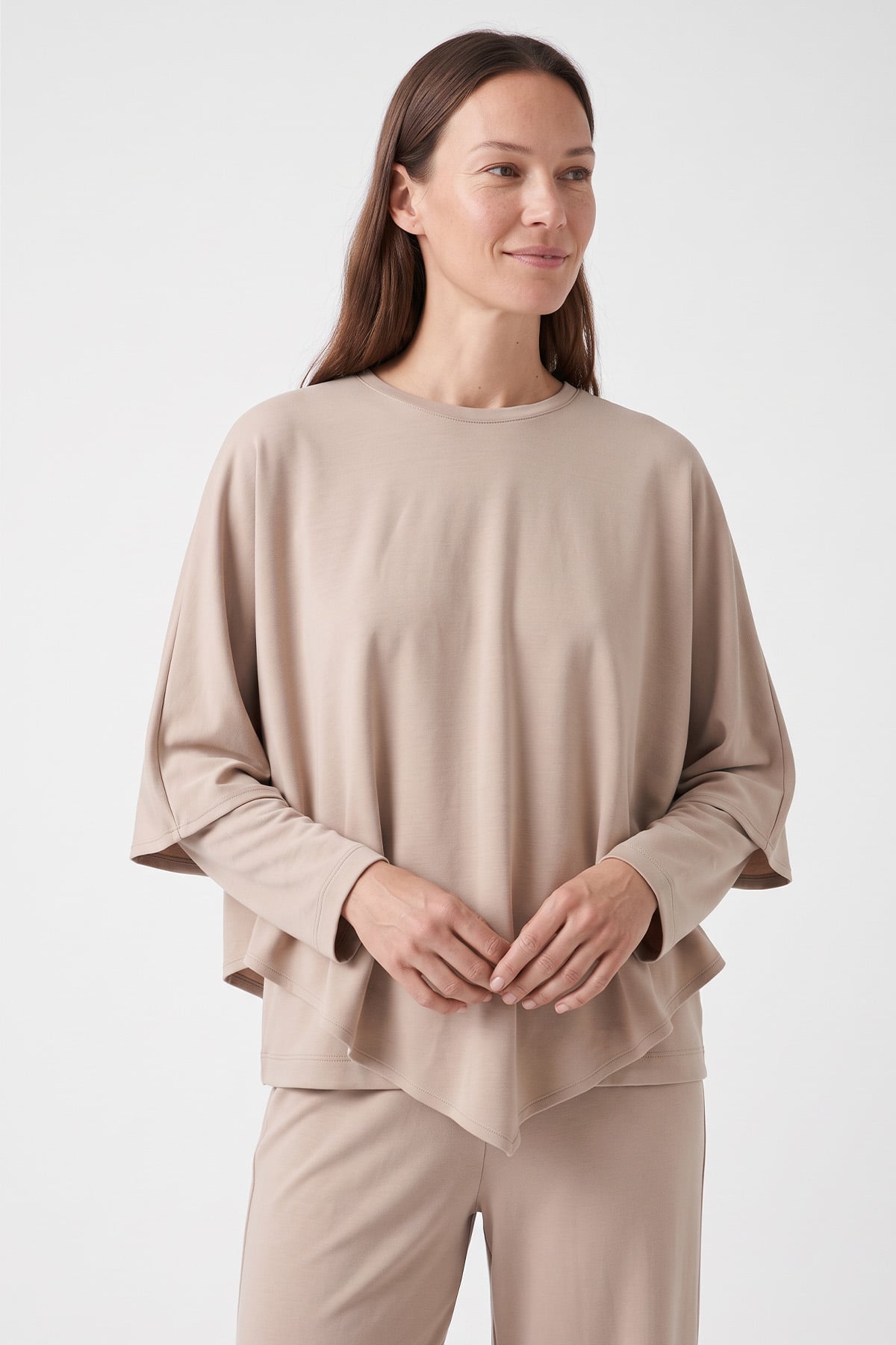 Pelerinli Asimetrik Takım 202715 - TAŞ | zenne.com 