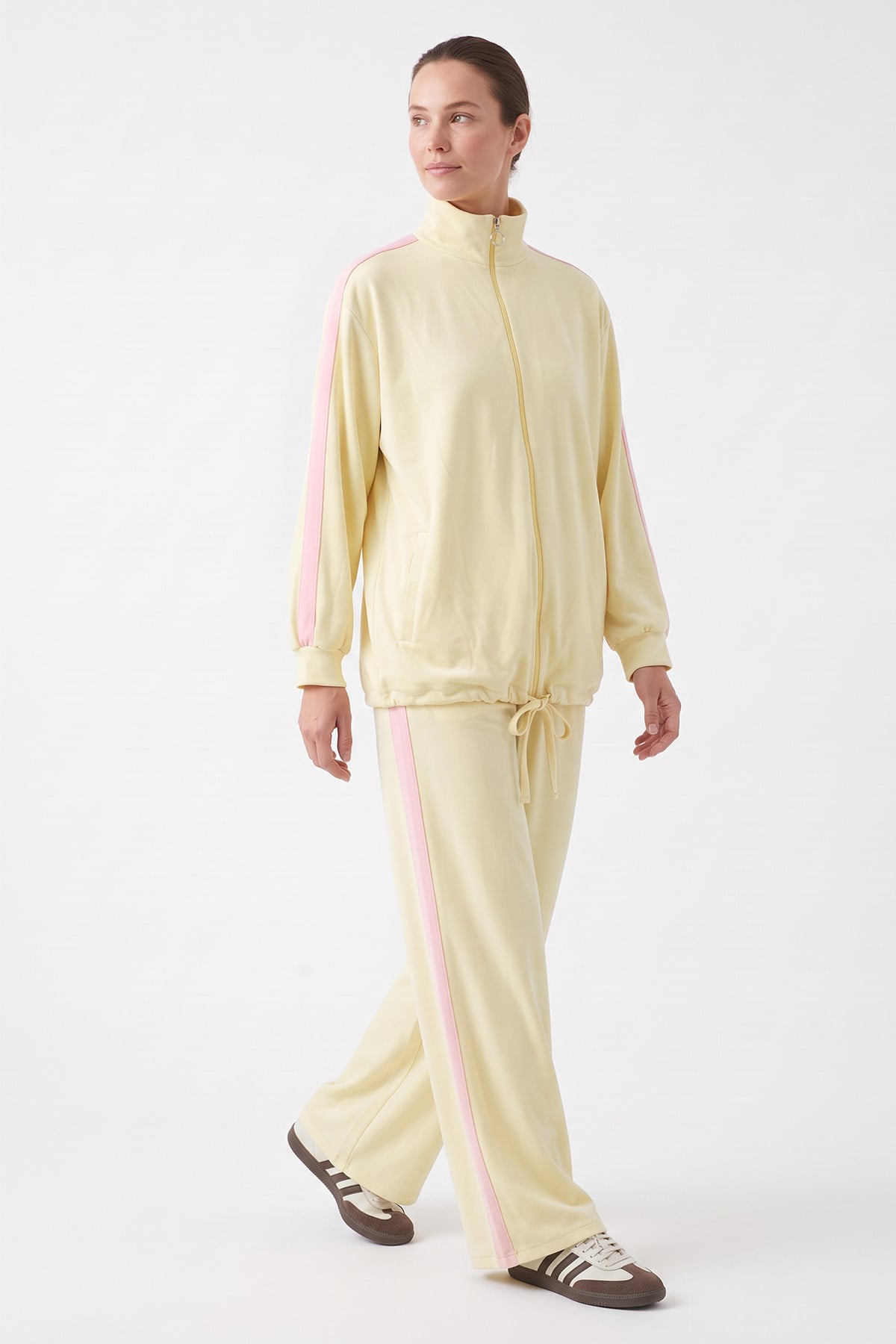 Dik Yaka Şeritli Takım 24282 - SARI | zenne.com 