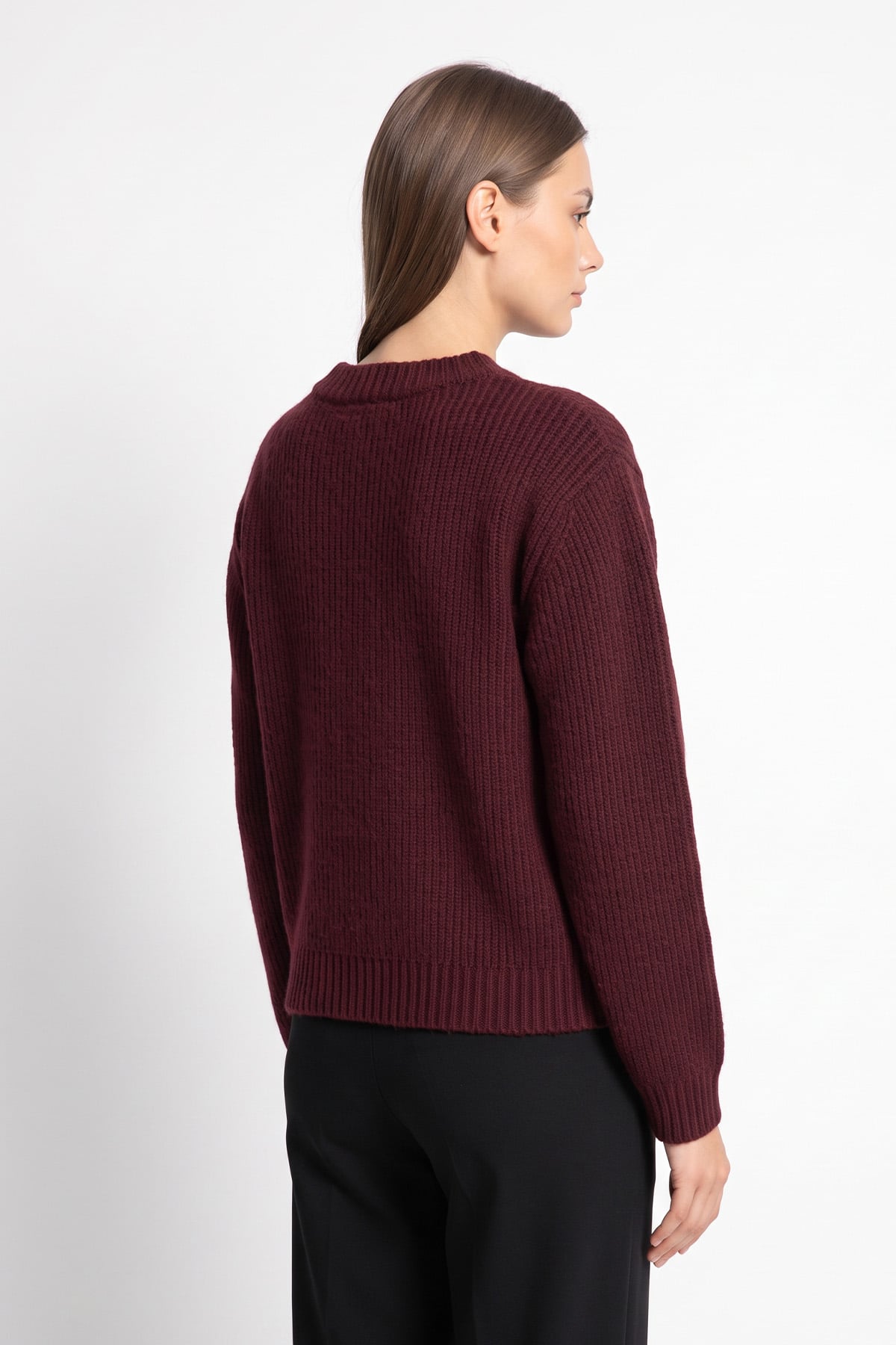 Fiyonk Detaylı Triko Hırka T2613 - BORDO | zenne.com 