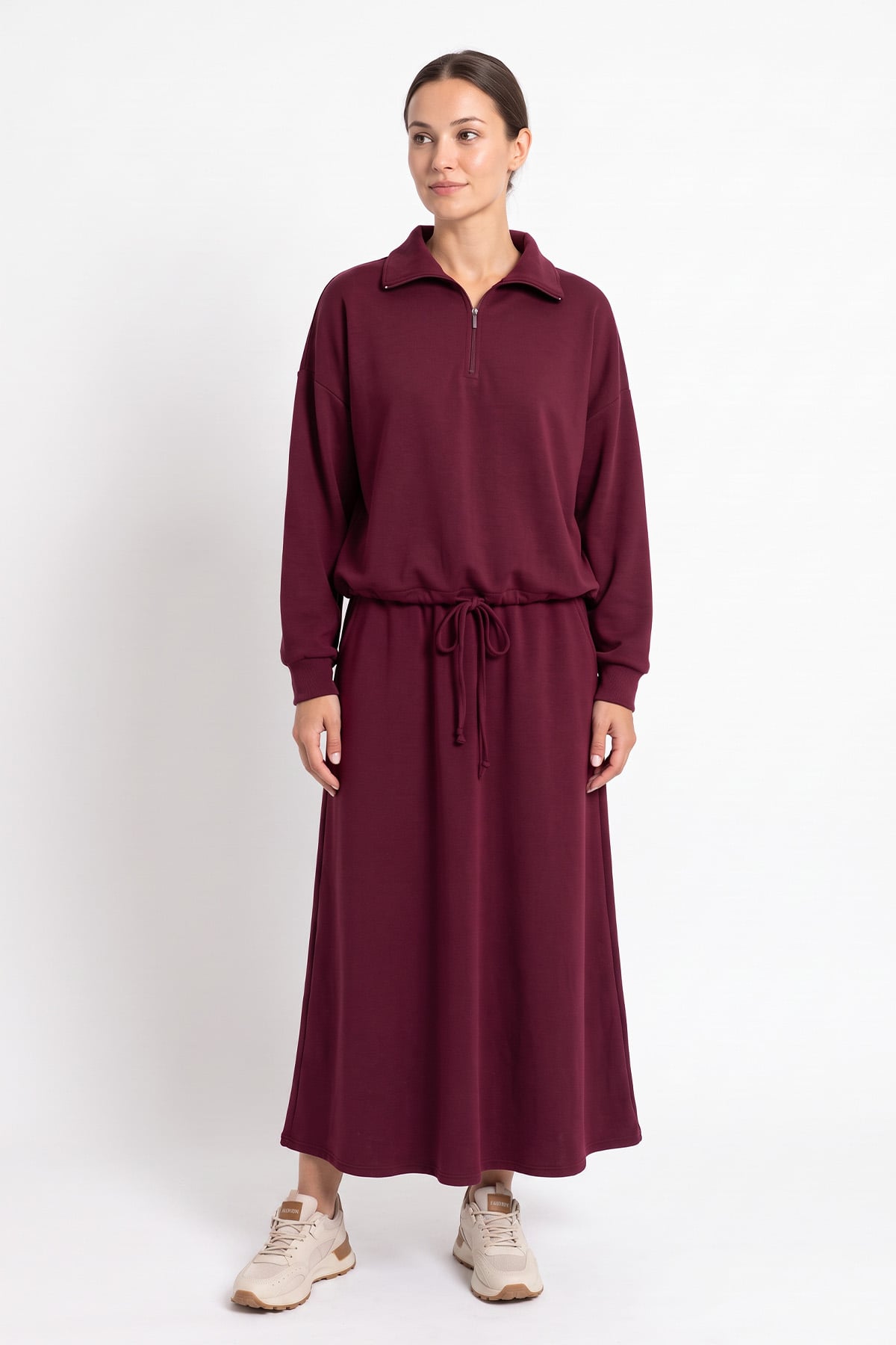 Dik Yaka Etekli Takım 202721 - BORDO | zenne.com 