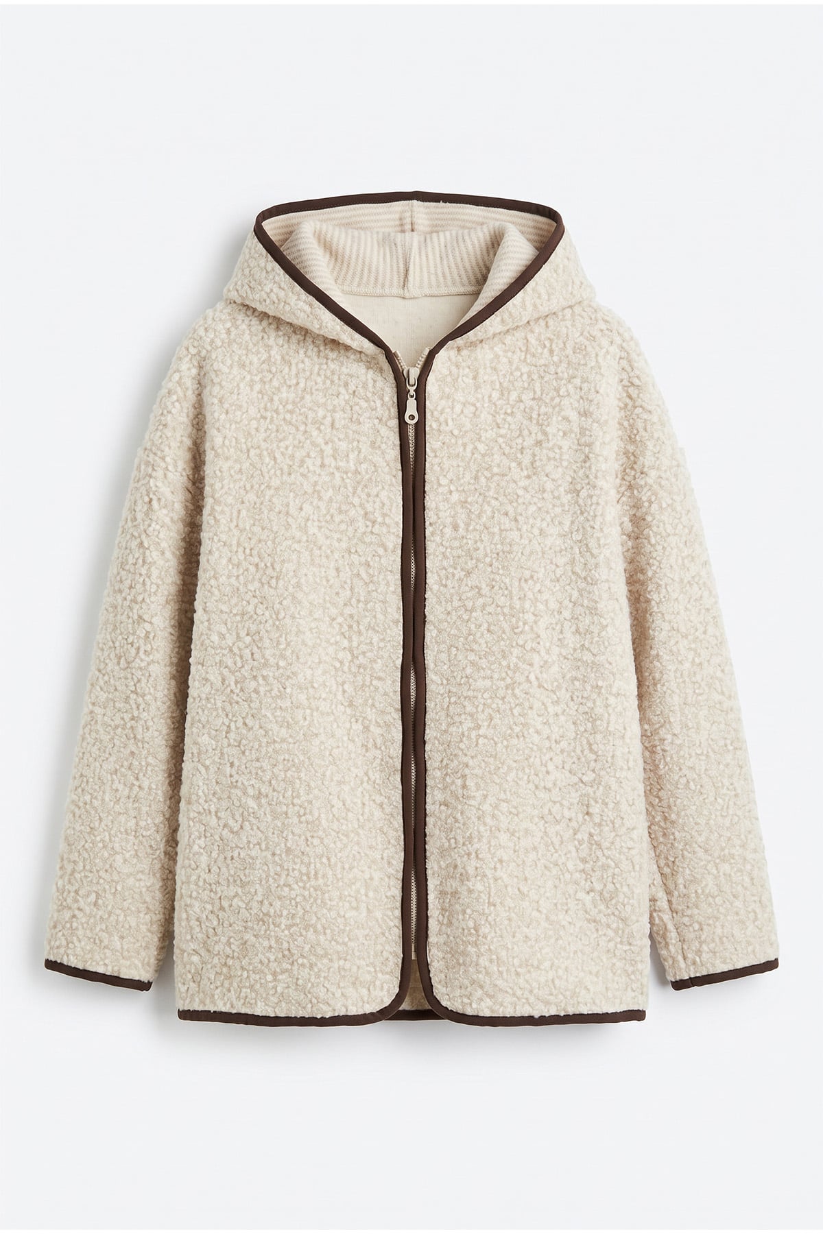 Kapüşonlu Peluş Ceket 1173 - BEJ | zenne.com 