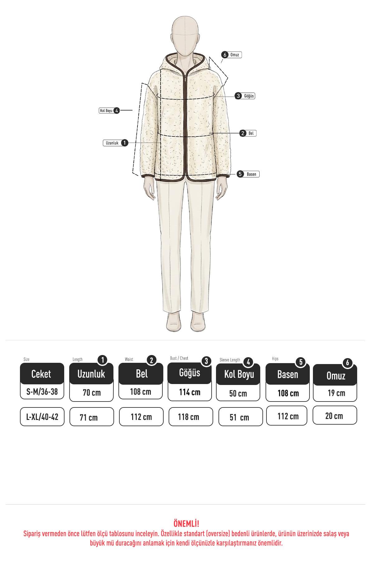 Kapüşonlu Peluş Ceket 1173 - BEJ | zenne.com 