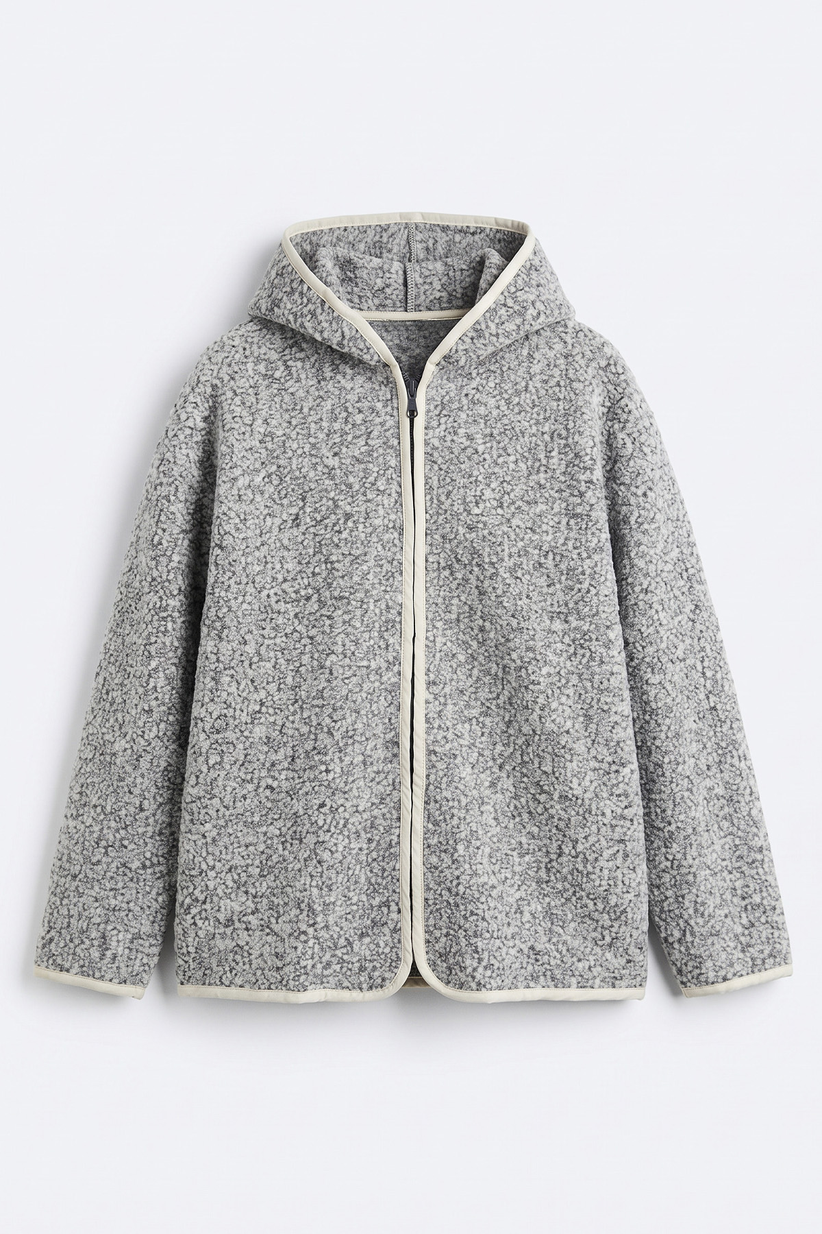 Kapüşonlu Peluş Ceket 1173 - GRİ  | zenne.com 