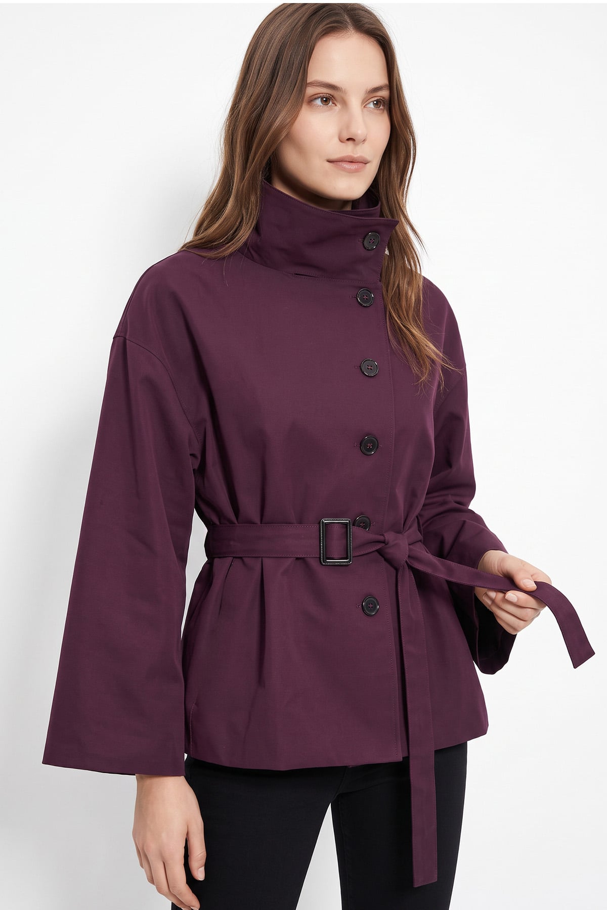 Kemerli Trençkot 202723 - MÜRDÜM | zenne.com 