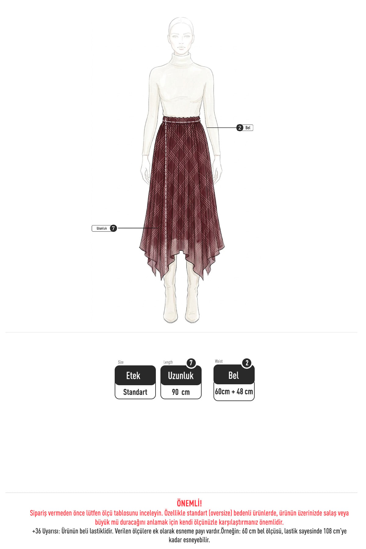 Asimetrik Şifon Etek 27963 - SİYAH | zenne.com 