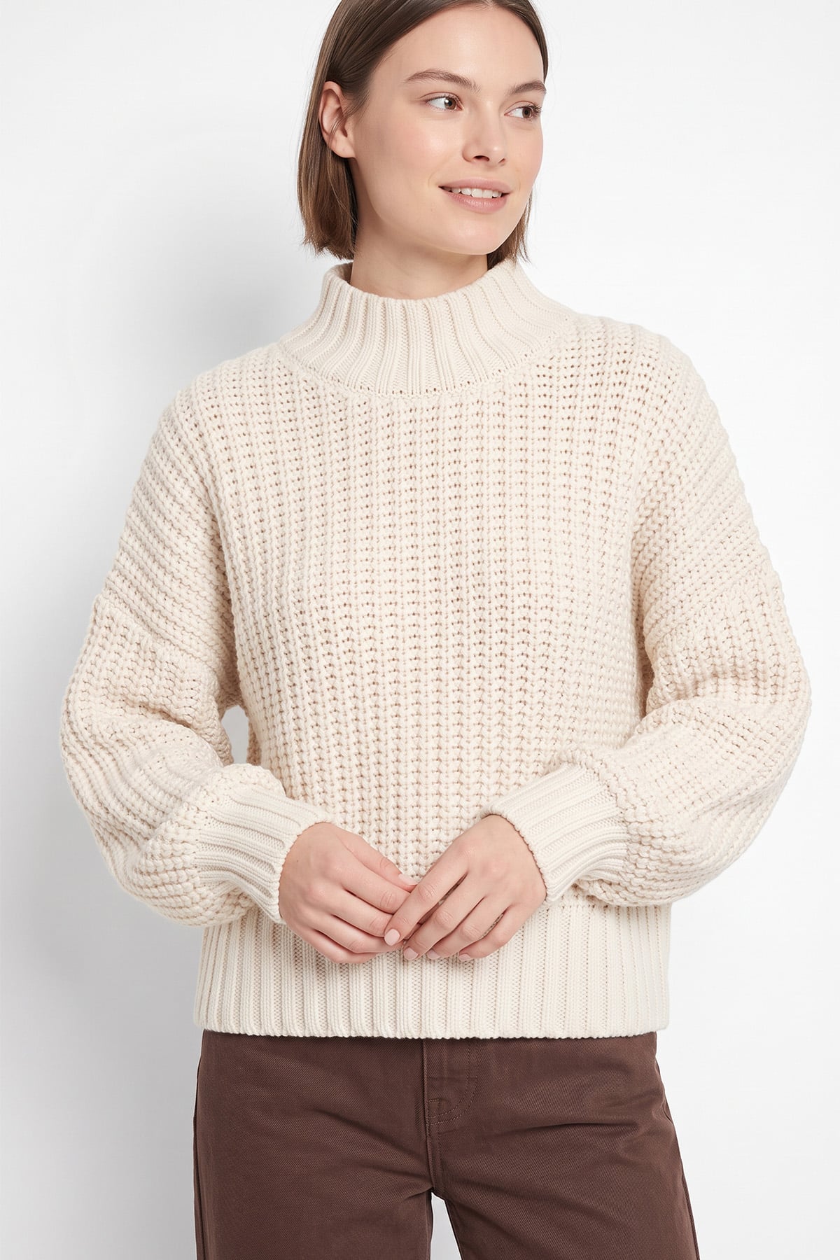 Örgü Detay Triko Kazak T2627 - TAŞ | zenne.com 