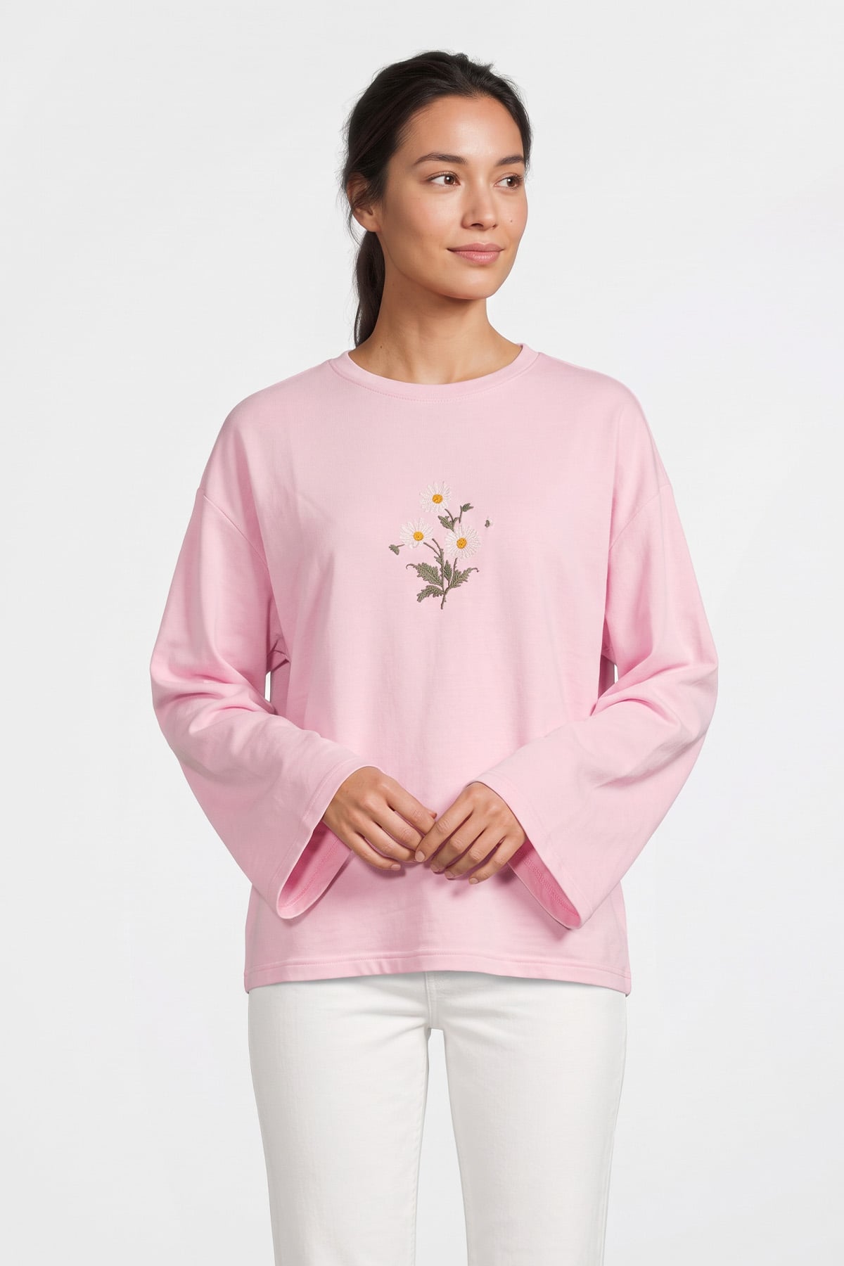 Papatya Nakışlı Tunik 13252 - AÇIK PEMBE | zenne.com 