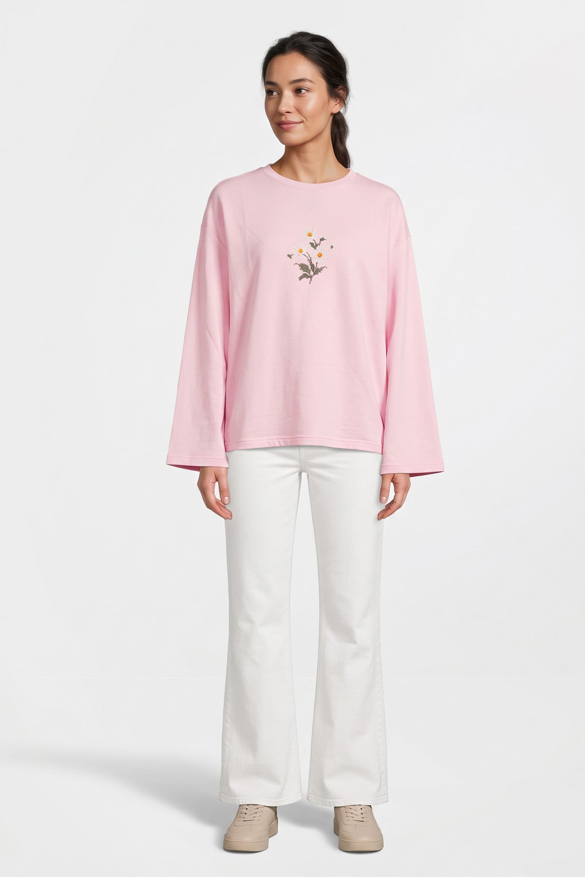 Papatya Nakışlı Tunik 13252 - AÇIK PEMBE | zenne.com 