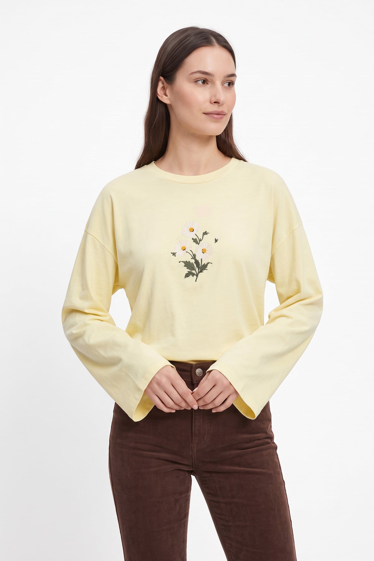 Papatya Nakışlı Tunik 13252 - SARI | zenne.com 