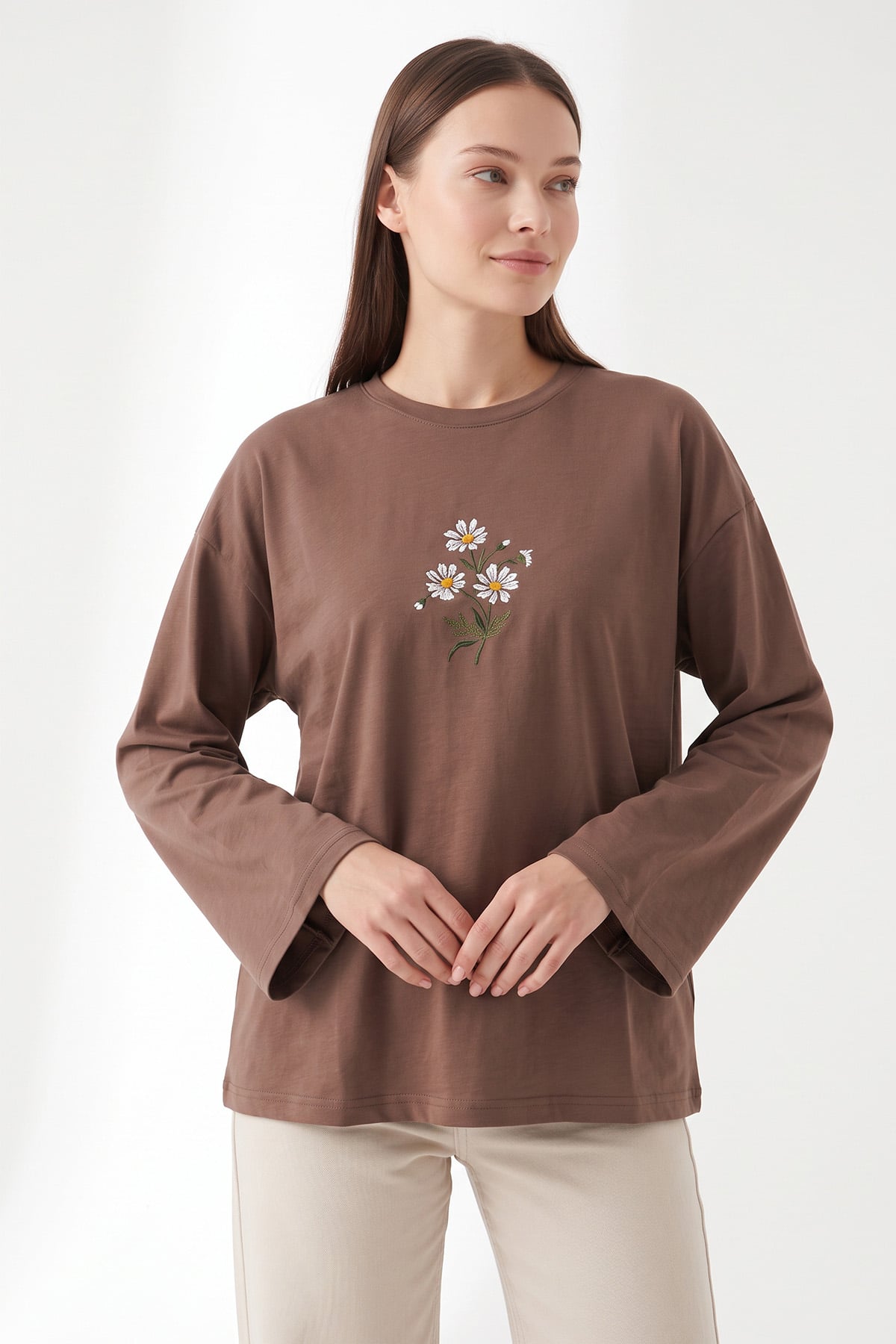 Papatya Nakışlı Tunik 13252 - VİZON | zenne.com 