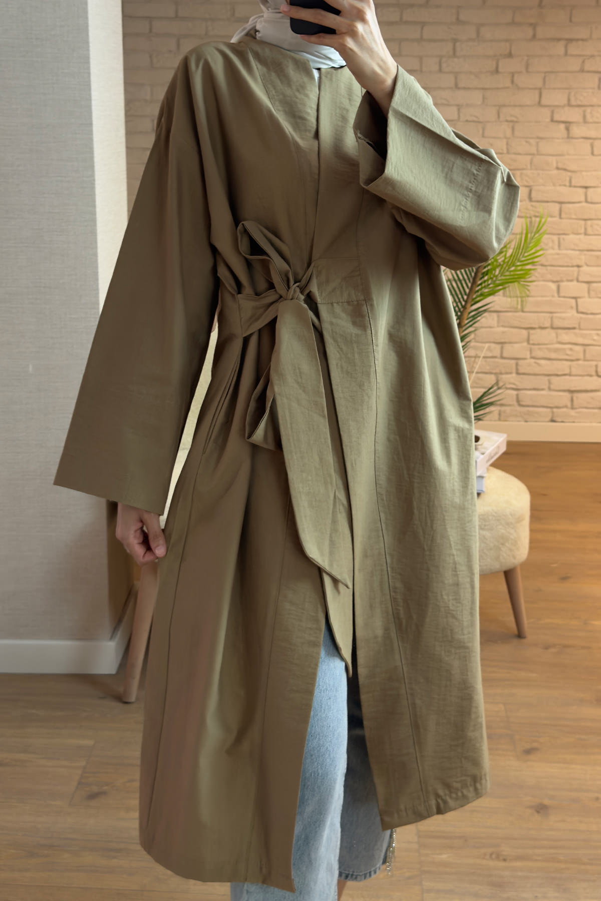 2165 Yandan Bağlamalı Kimono - HAKİ |  