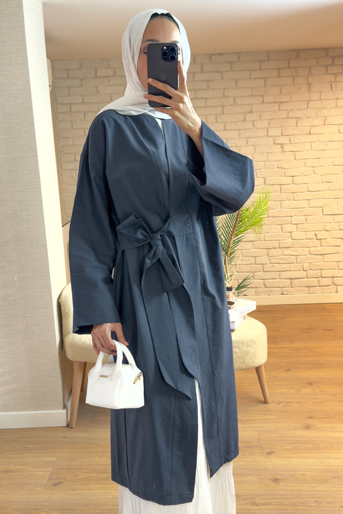 2165 Yandan Bağlamalı Kimono - LACİVERT |  