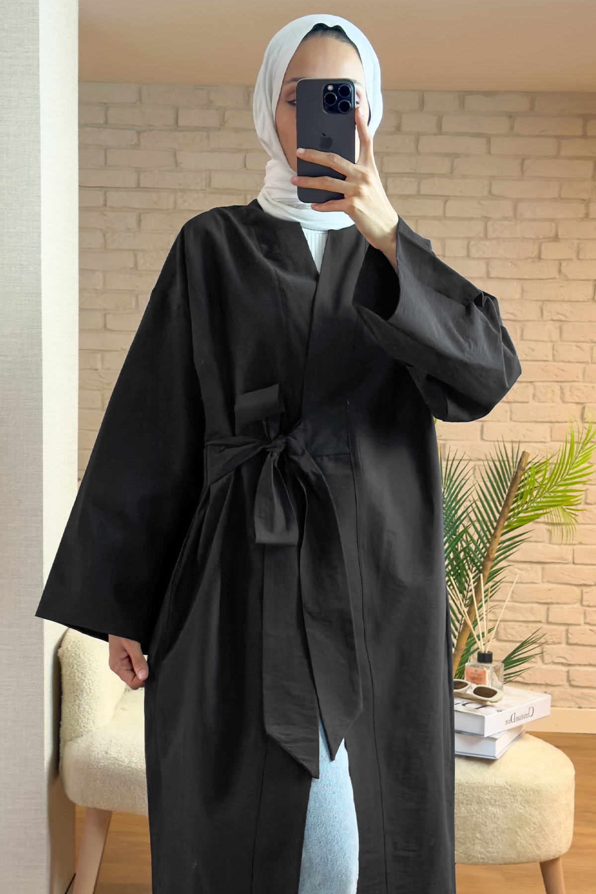 2165 Yandan Bağlamalı Kimono - SİYAH |  