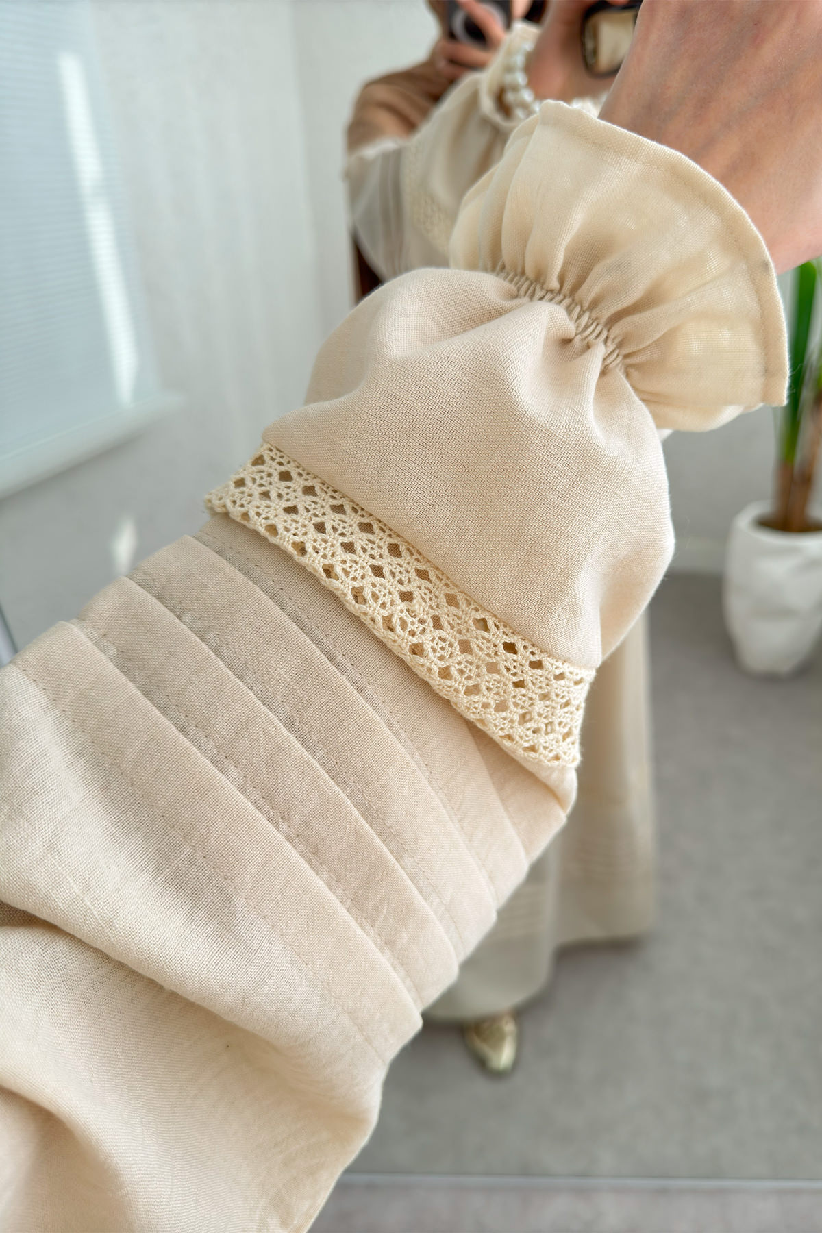 Fisto Detaylı Tesettür Elbise 2207 - TAŞ RENGİ |  