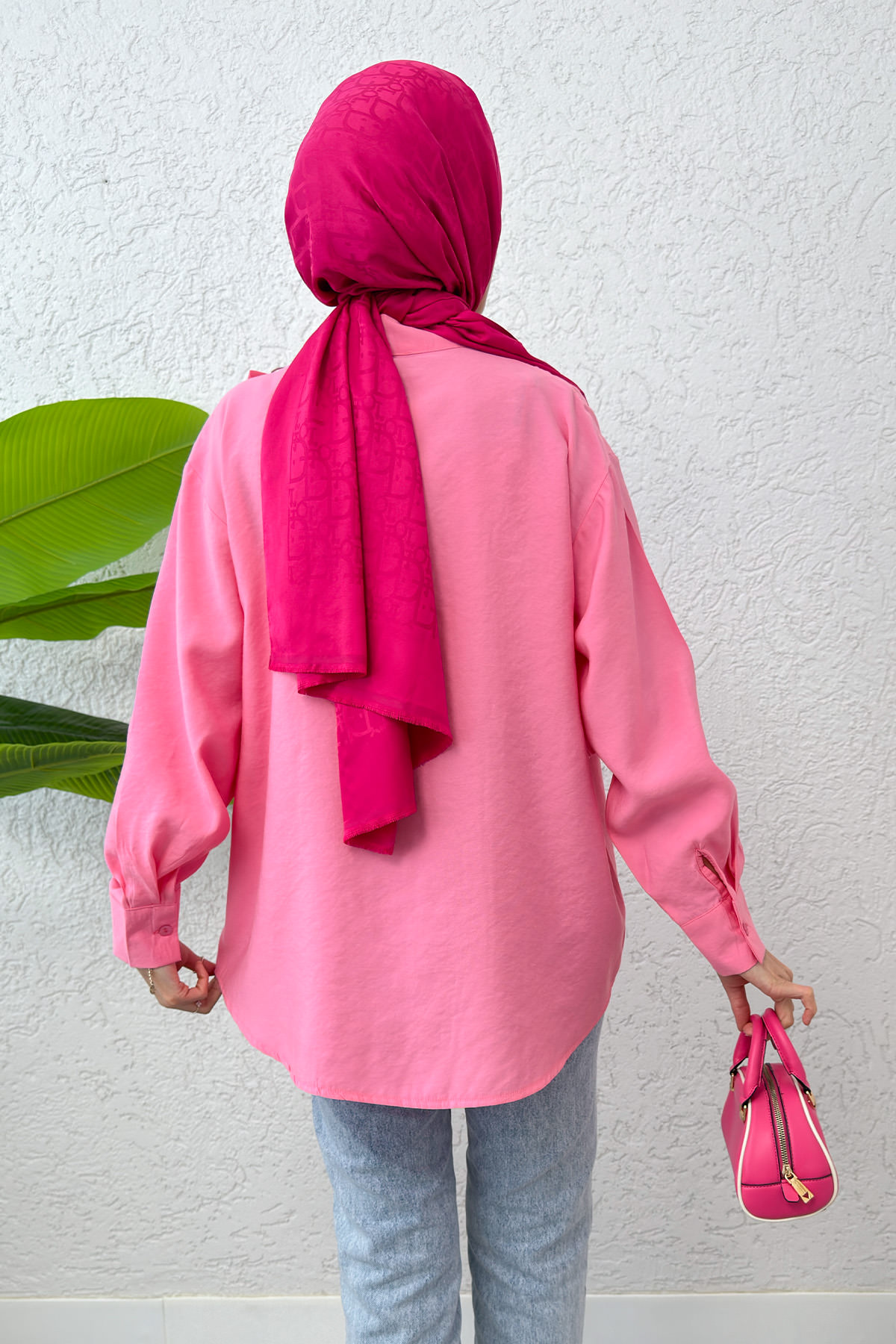Broş Detaylı Tesettür Tunik 2264 - PEMBE |  