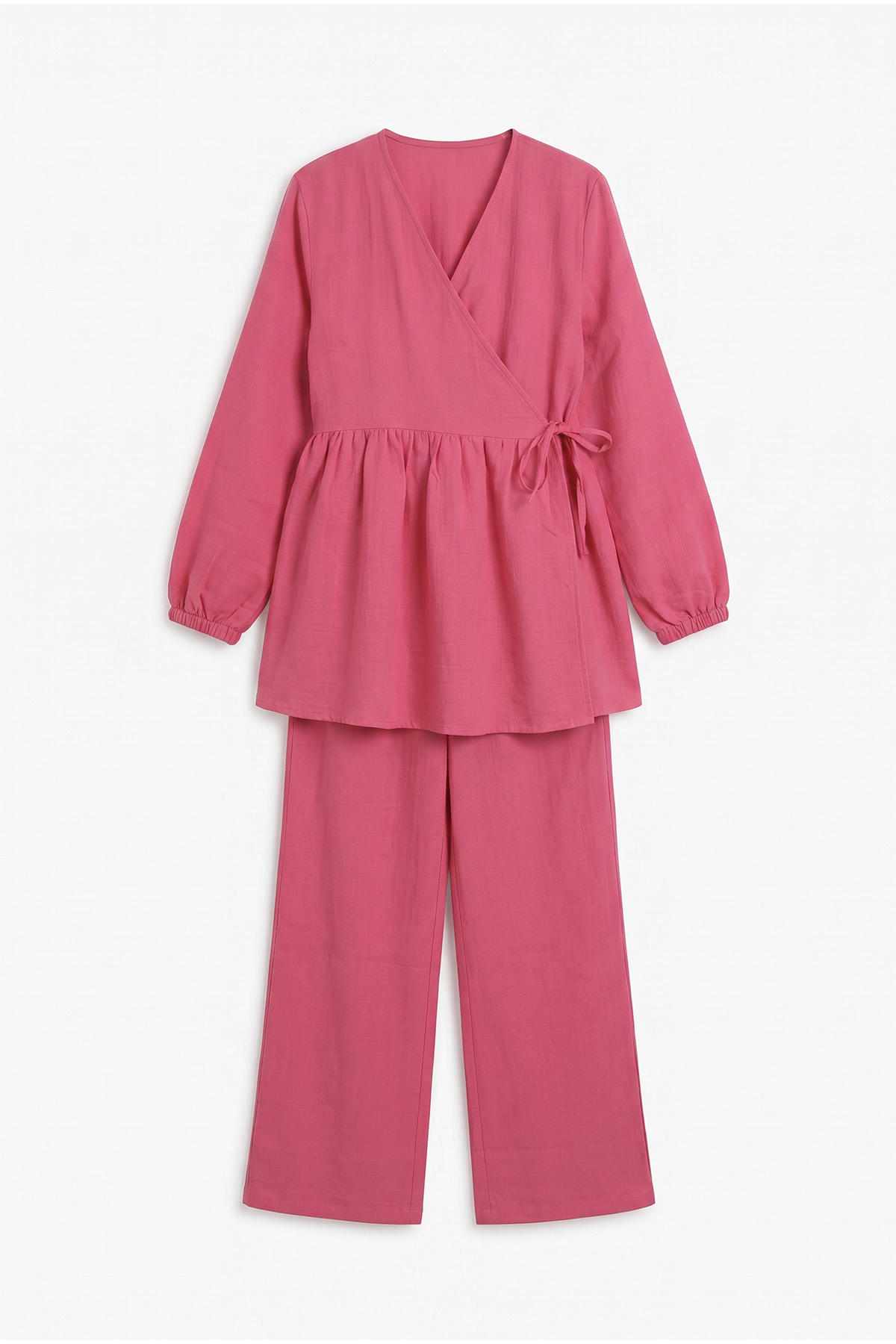 Çapraz Bağlamalı Kimono Takım 43457 - FUŞYA |  