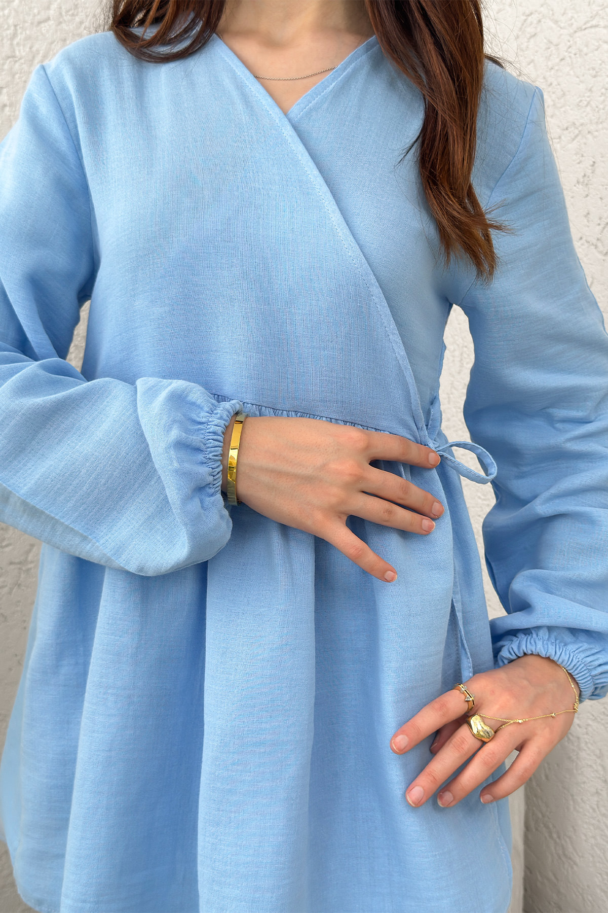 Çapraz Bağlamalı Kimono Takım 43457 - MAVİ |  