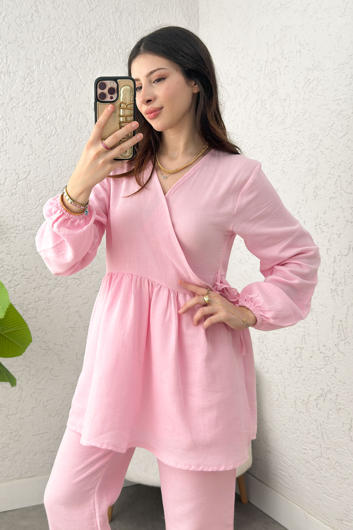 Çapraz Bağlamalı Kimono Takım 43457 - PEMBE |  