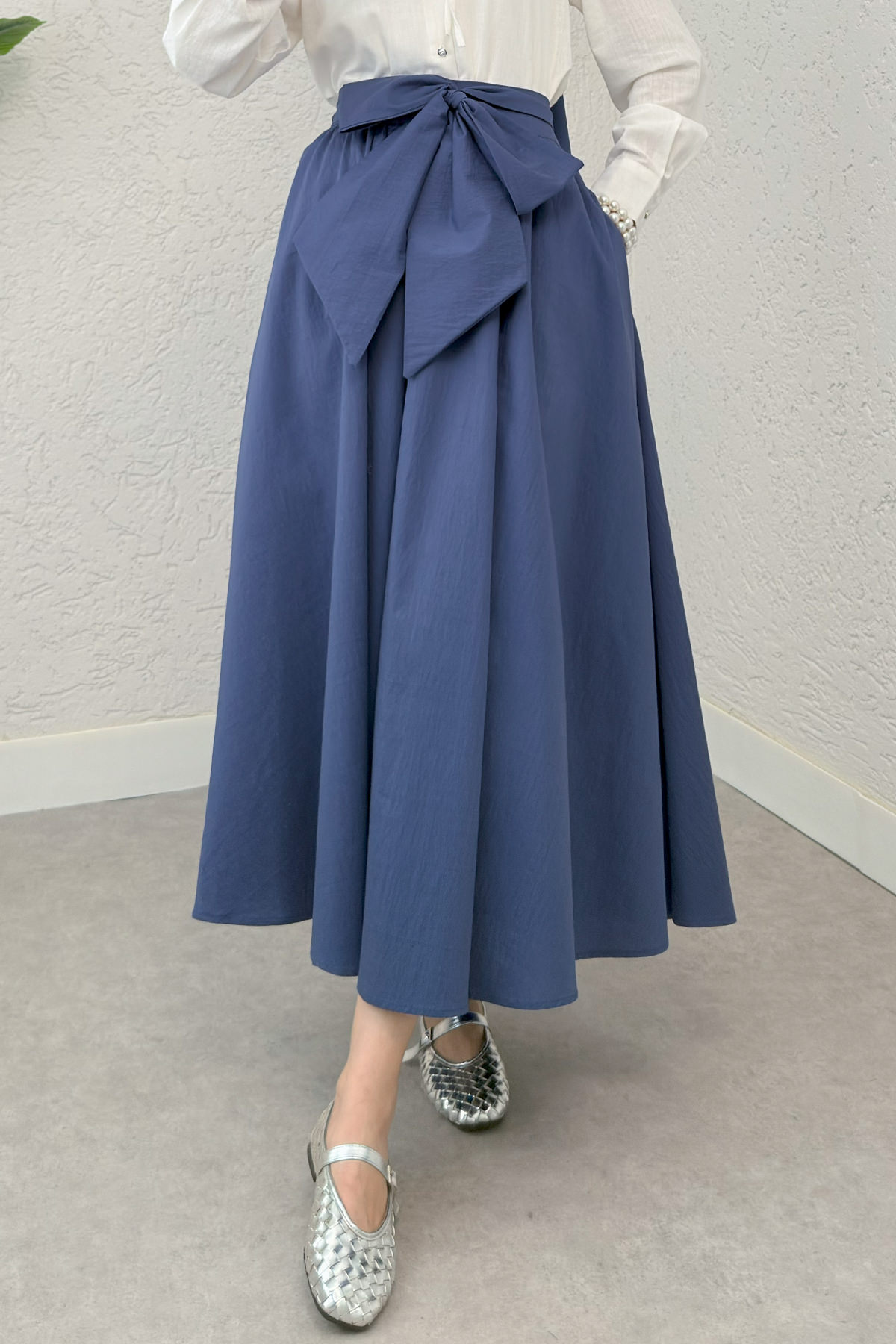Büyük Kuşaklı Kloş Etek 2197 - İNDİGO |  