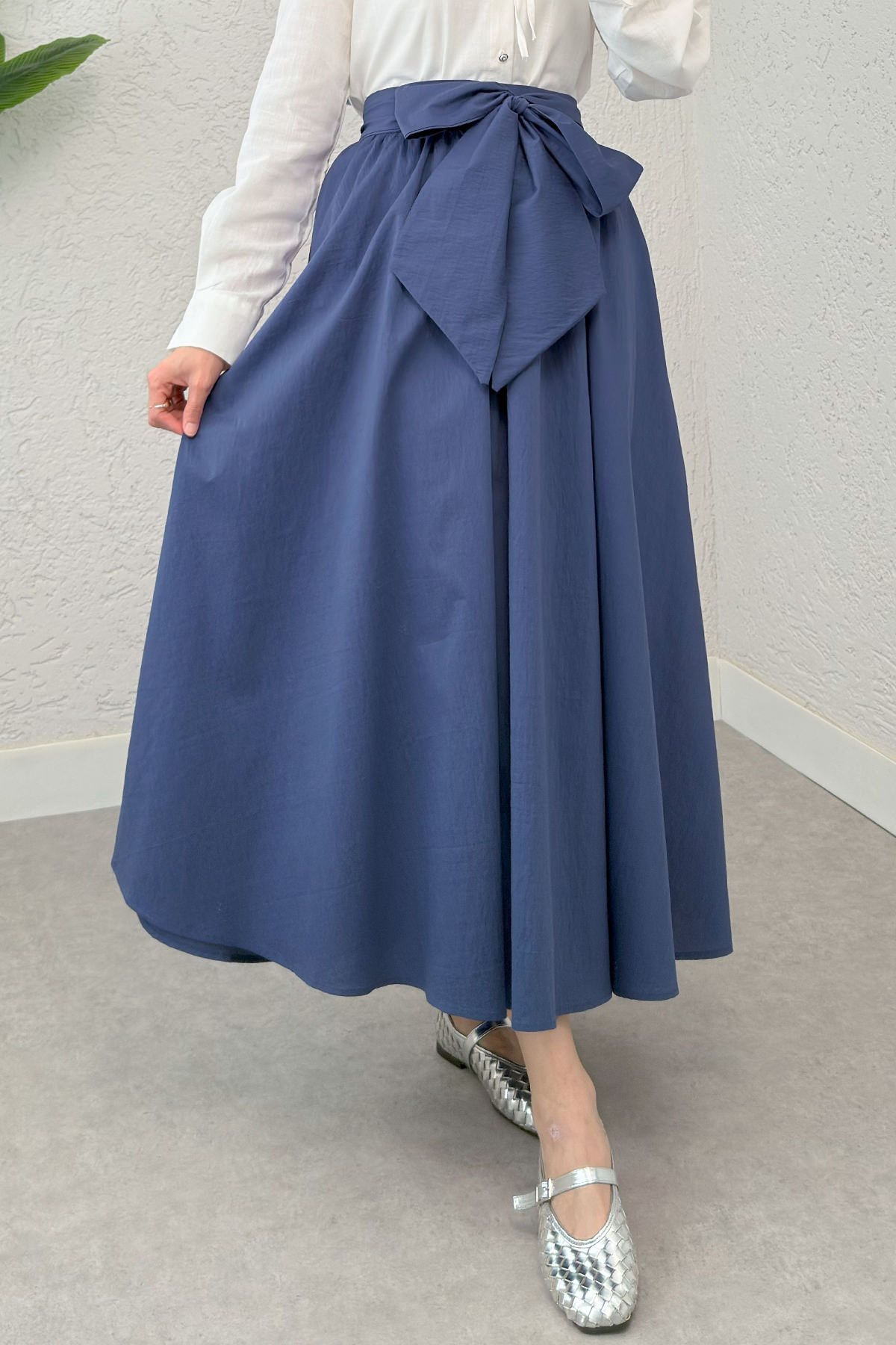 Büyük Kuşaklı Kloş Etek 2197 - İNDİGO |  