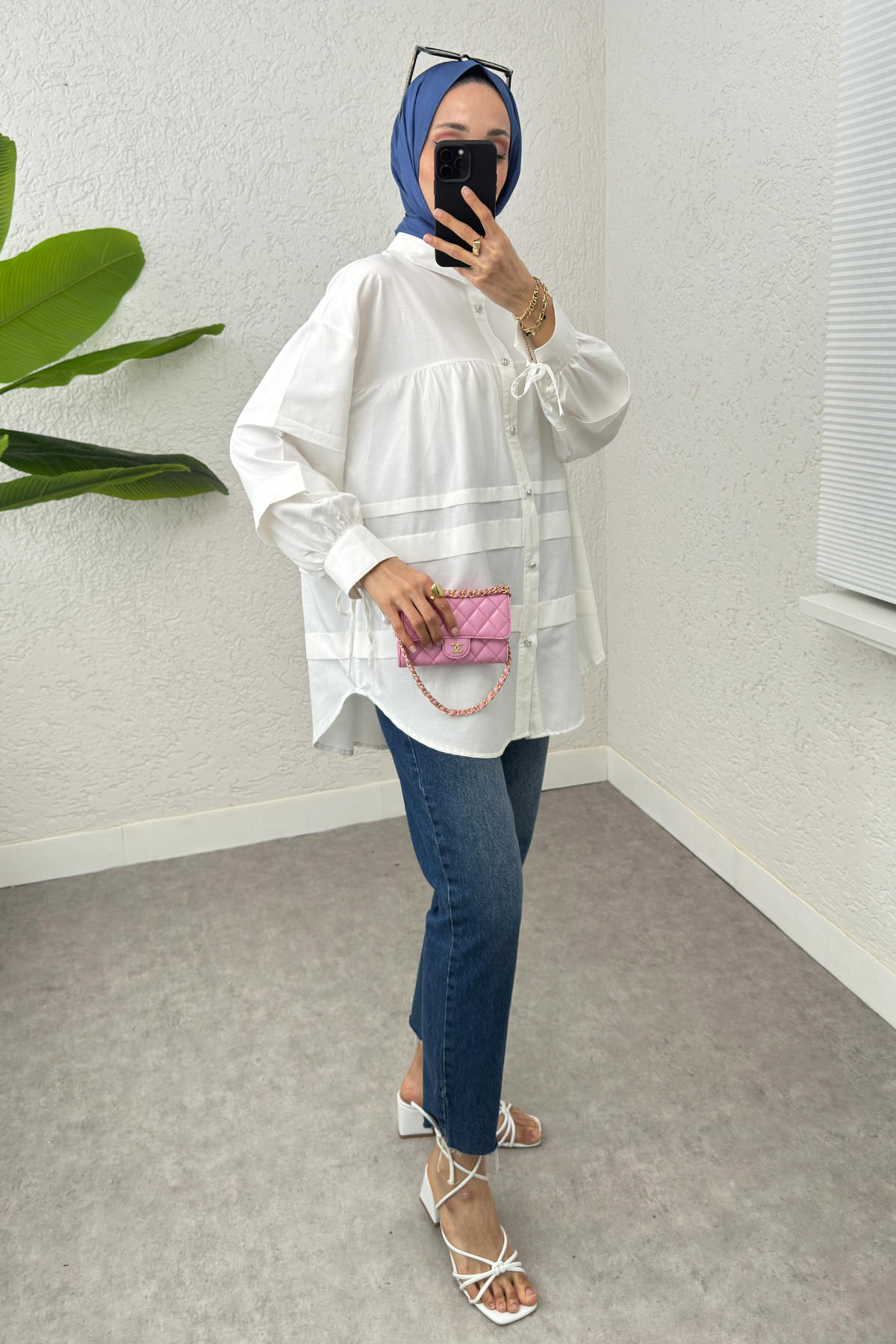 Double Kat Detaylı Tunik 2250 - BEYAZ |  