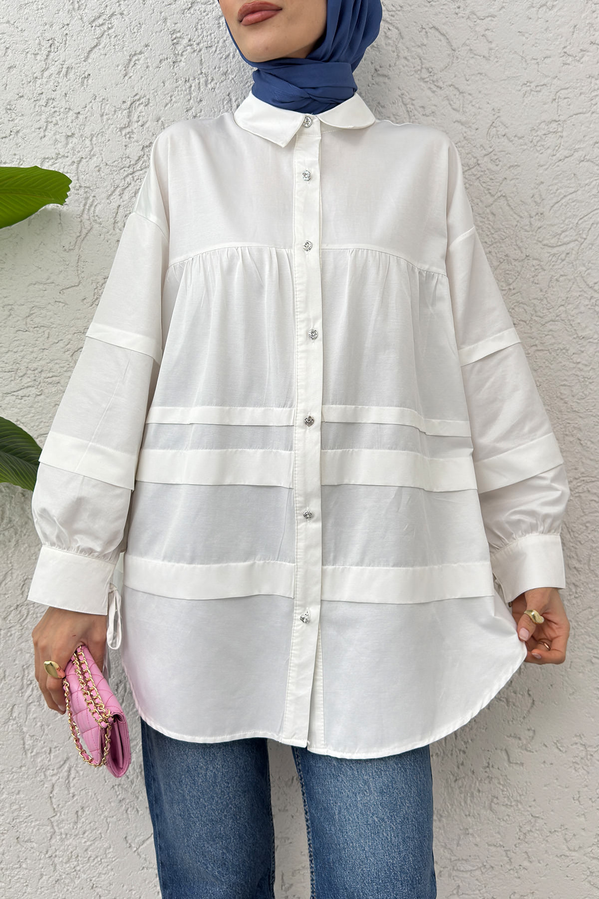 Double Kat Detaylı Tunik 2250 - BEYAZ |  