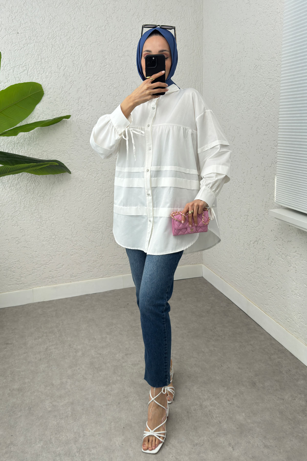 Double Kat Detaylı Tunik 2250 - BEYAZ |  