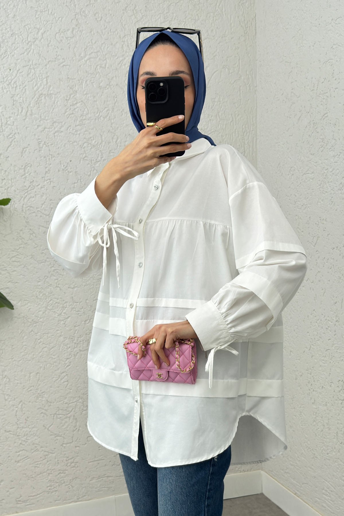 Double Kat Detaylı Tunik 2250 - BEYAZ |  