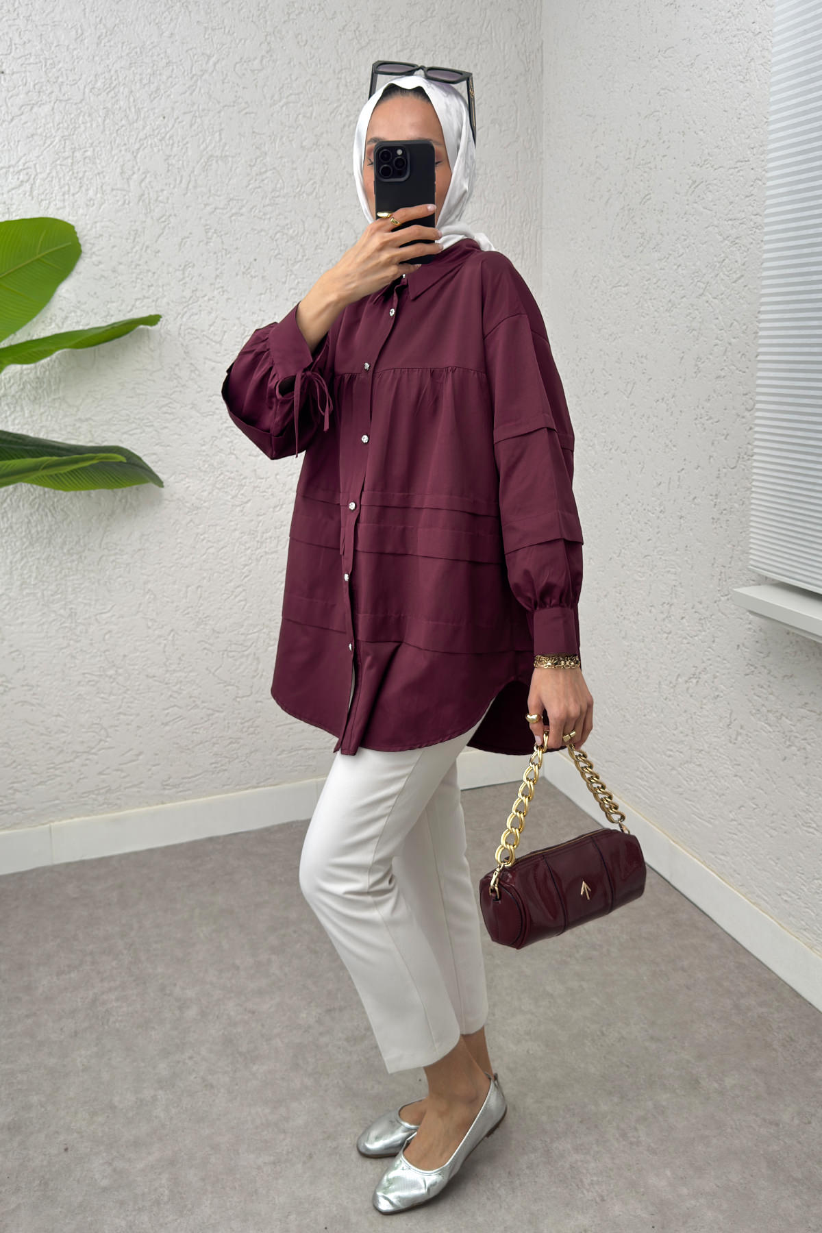 Double Kat Detaylı Tunik 2250 - BORDO |  