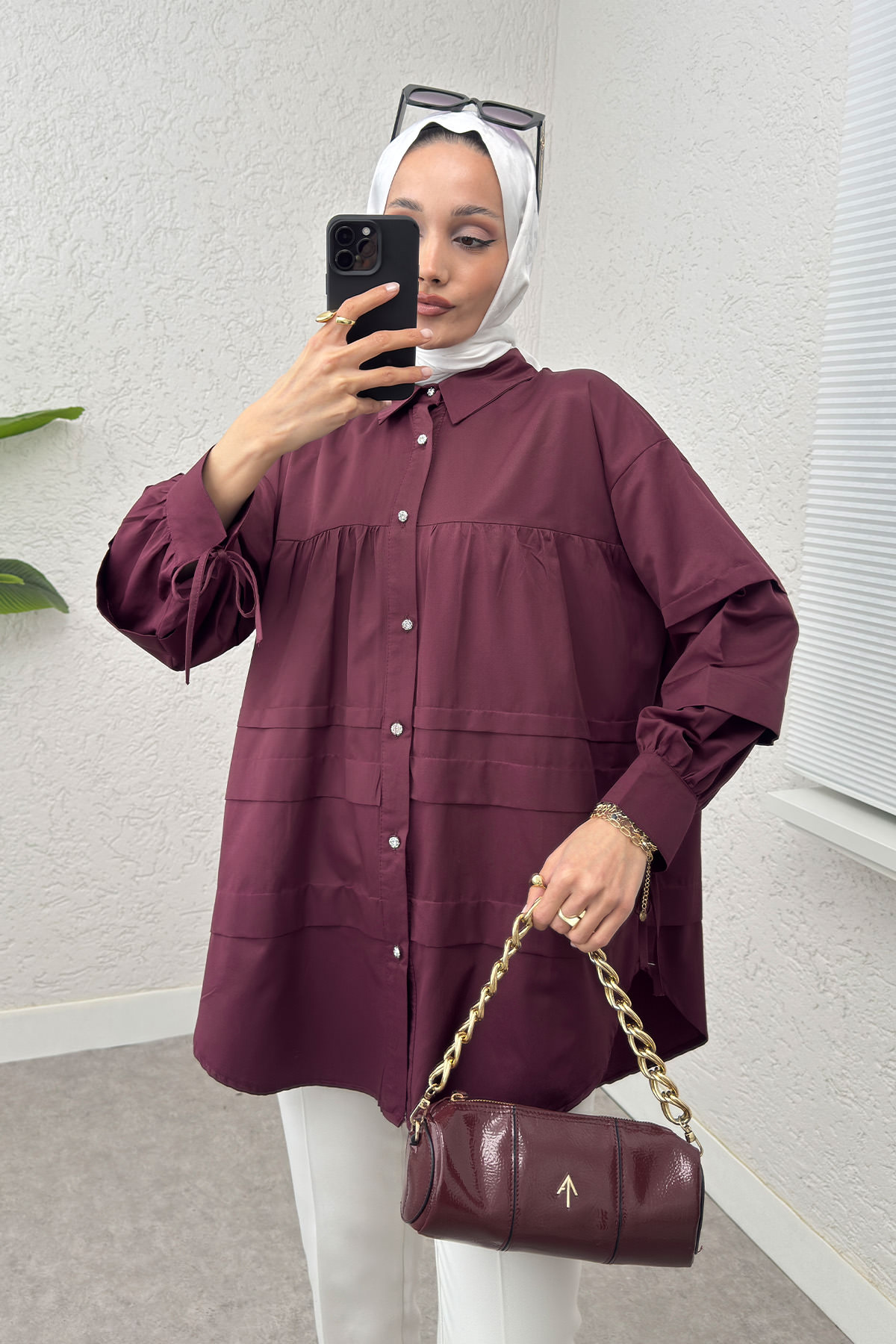 Double Kat Detaylı Tunik 2250 - BORDO |  