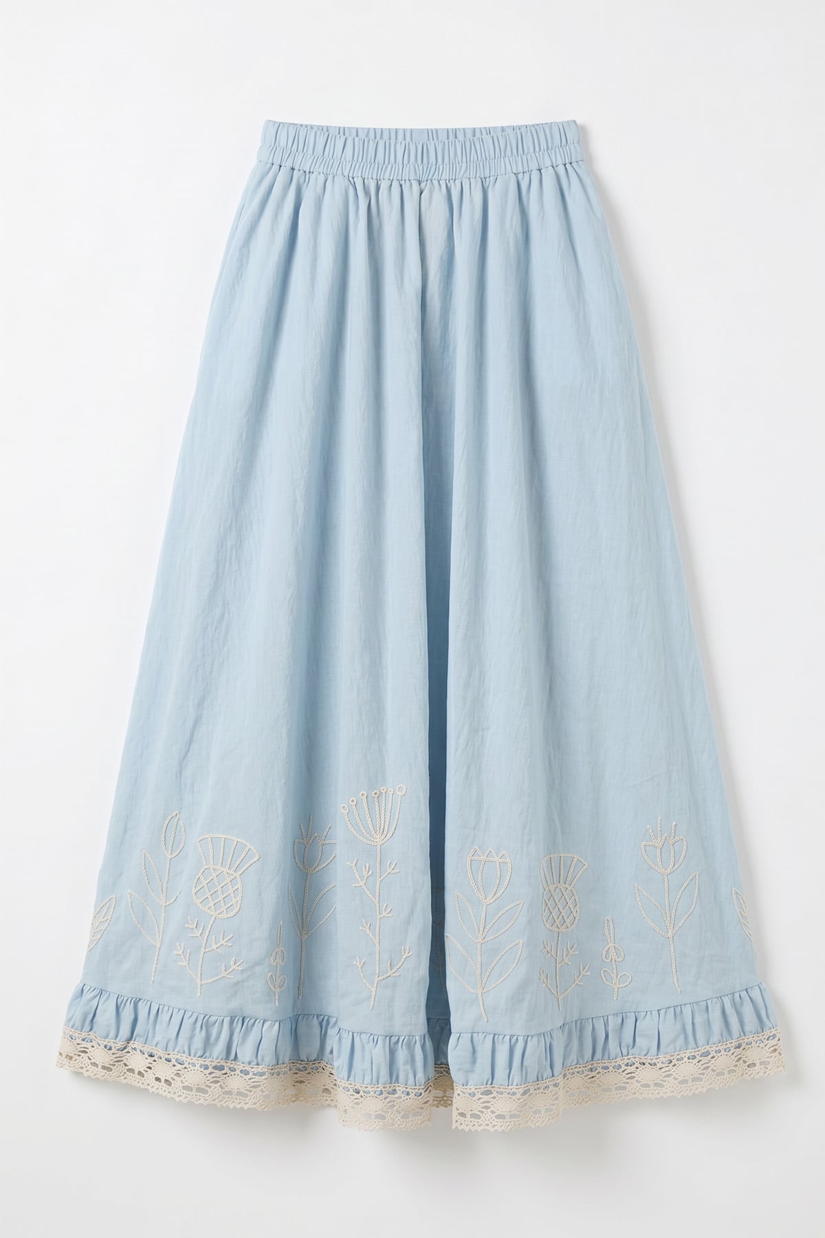 Fisto ve Nakış Detaylı Etek 2329 - BEBE MAVİSİ |  