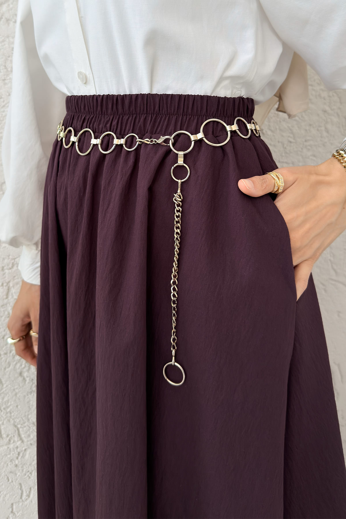 Fisto ve Nakış Detaylı Etek 2329 - VİŞNE ÇÜRÜĞÜ |  